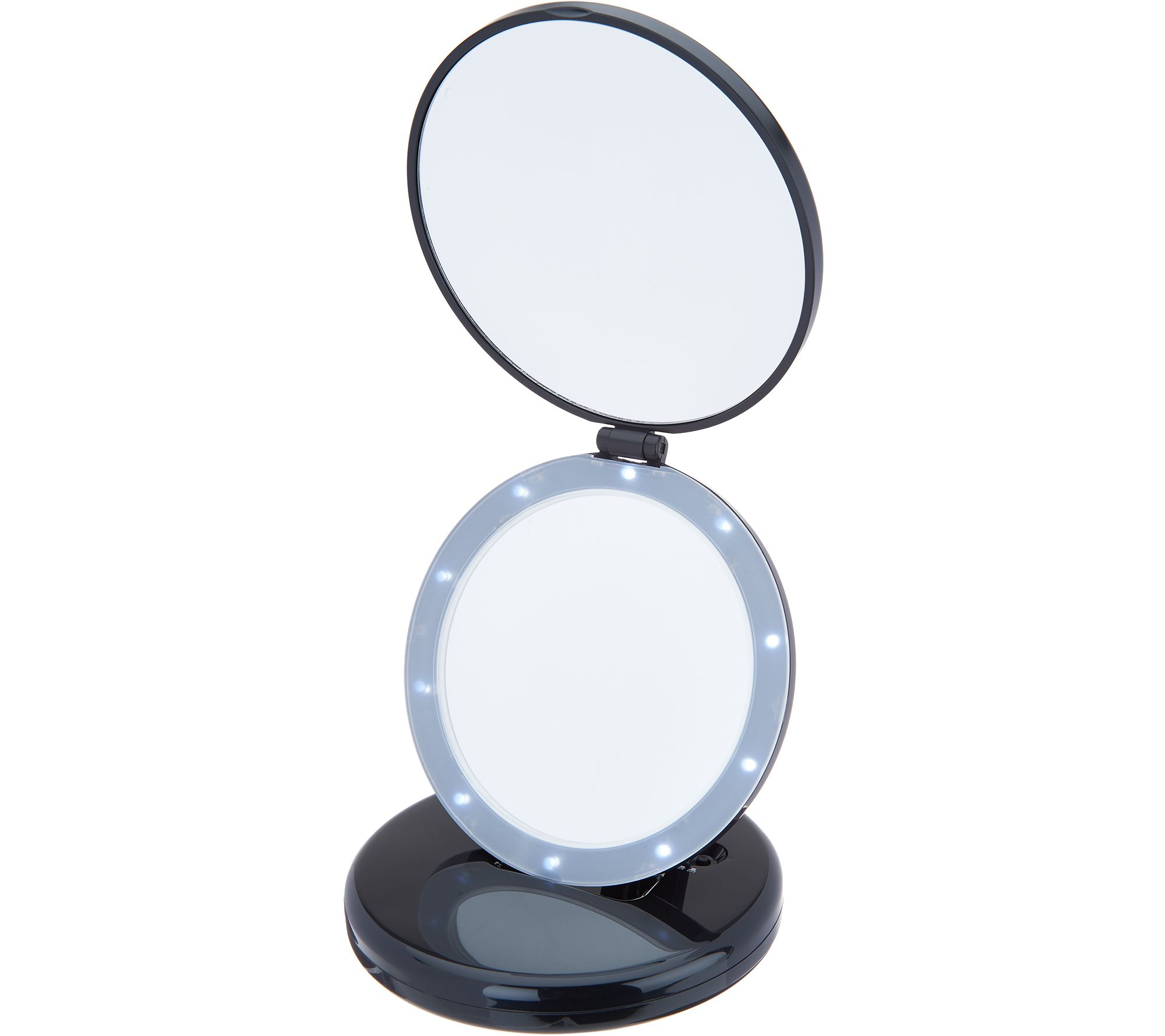 Black Dual Magnifying Mirror w/ Crystal Initial by Lori Greiner