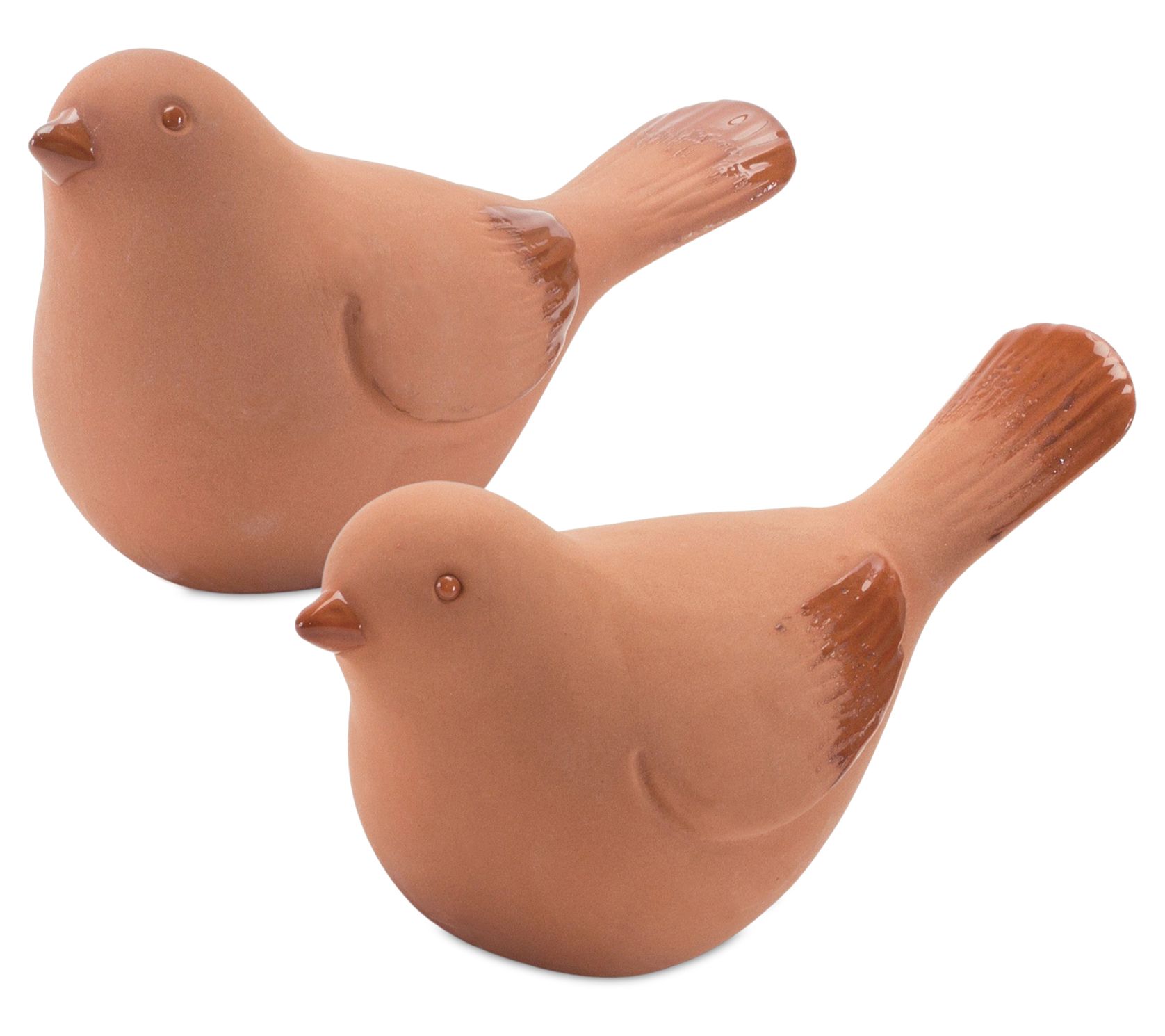 Melrose Terra Cotta Bird Figurines w/Glaze Acce nts (S/4)