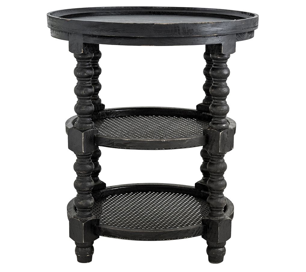 Wood Dolloped Round Side Table by Valerie