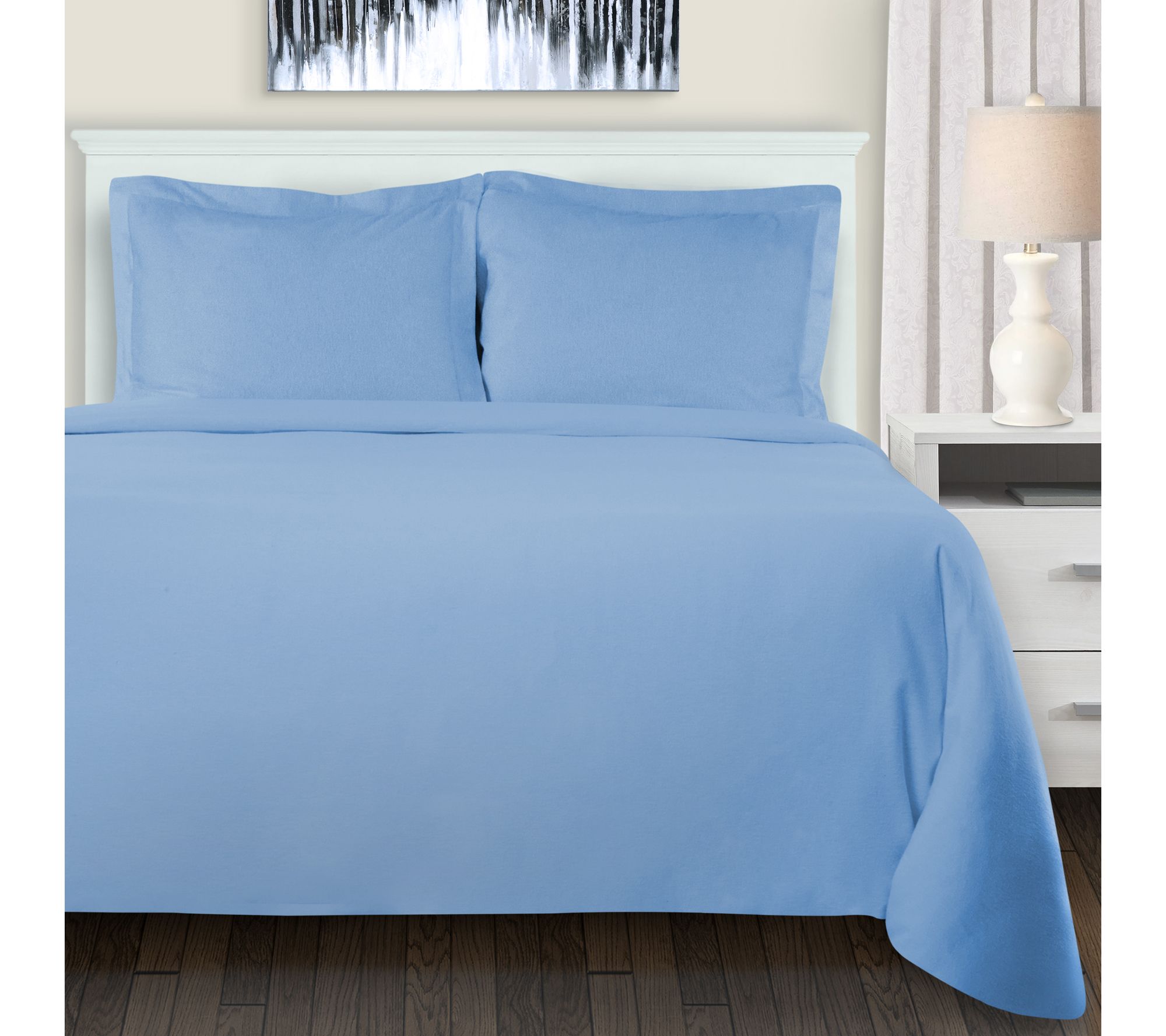 Superior Cotton Flannel Solid Duvet Cover Set, ull/Queen