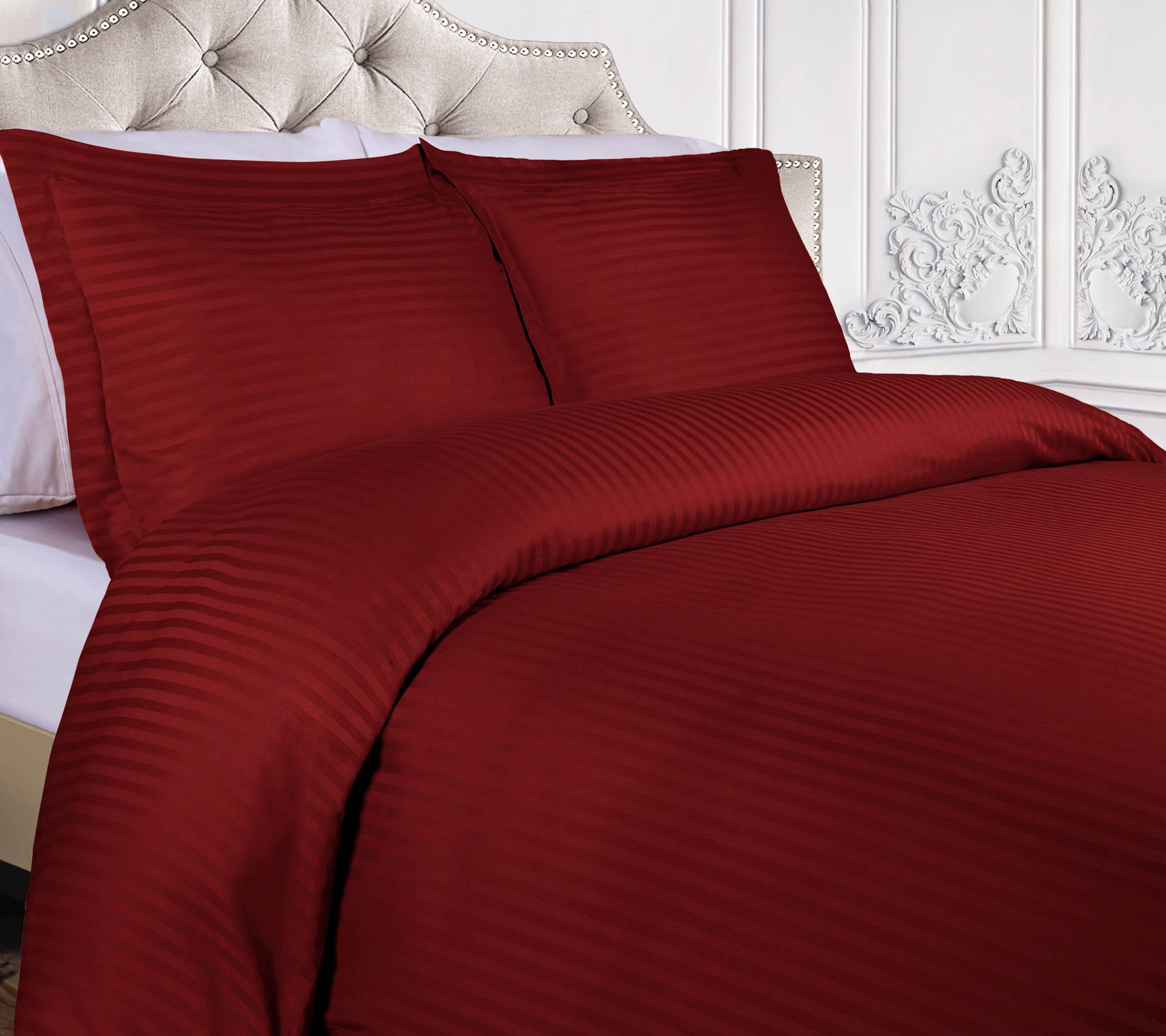 Superior 300TC Egyptian Cotton Stripe Duvet Cov rs, Full/Queen