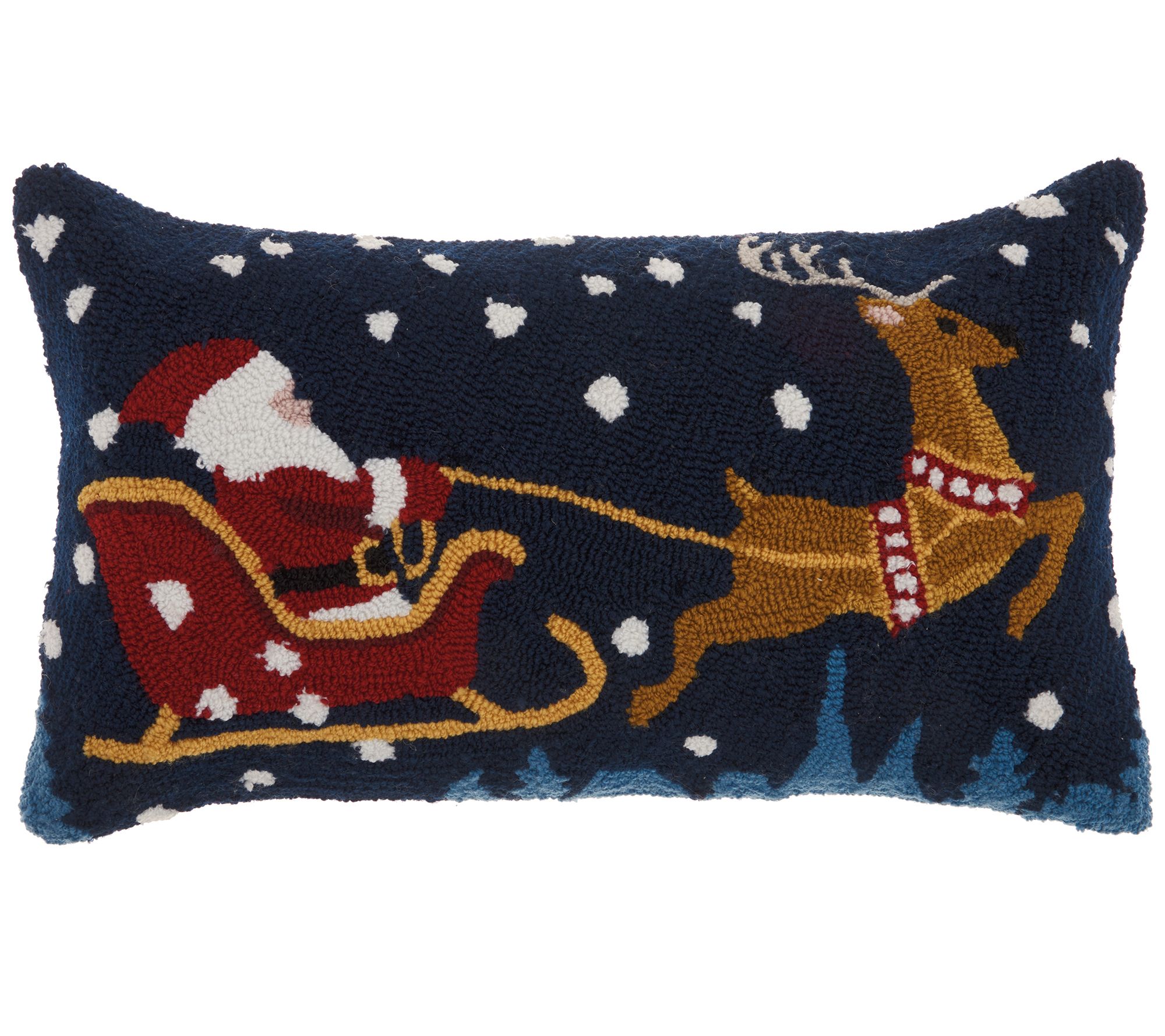 Mina Victory Santa Sleigh Multicolor 12 X 24 Throw Pillow Qvc