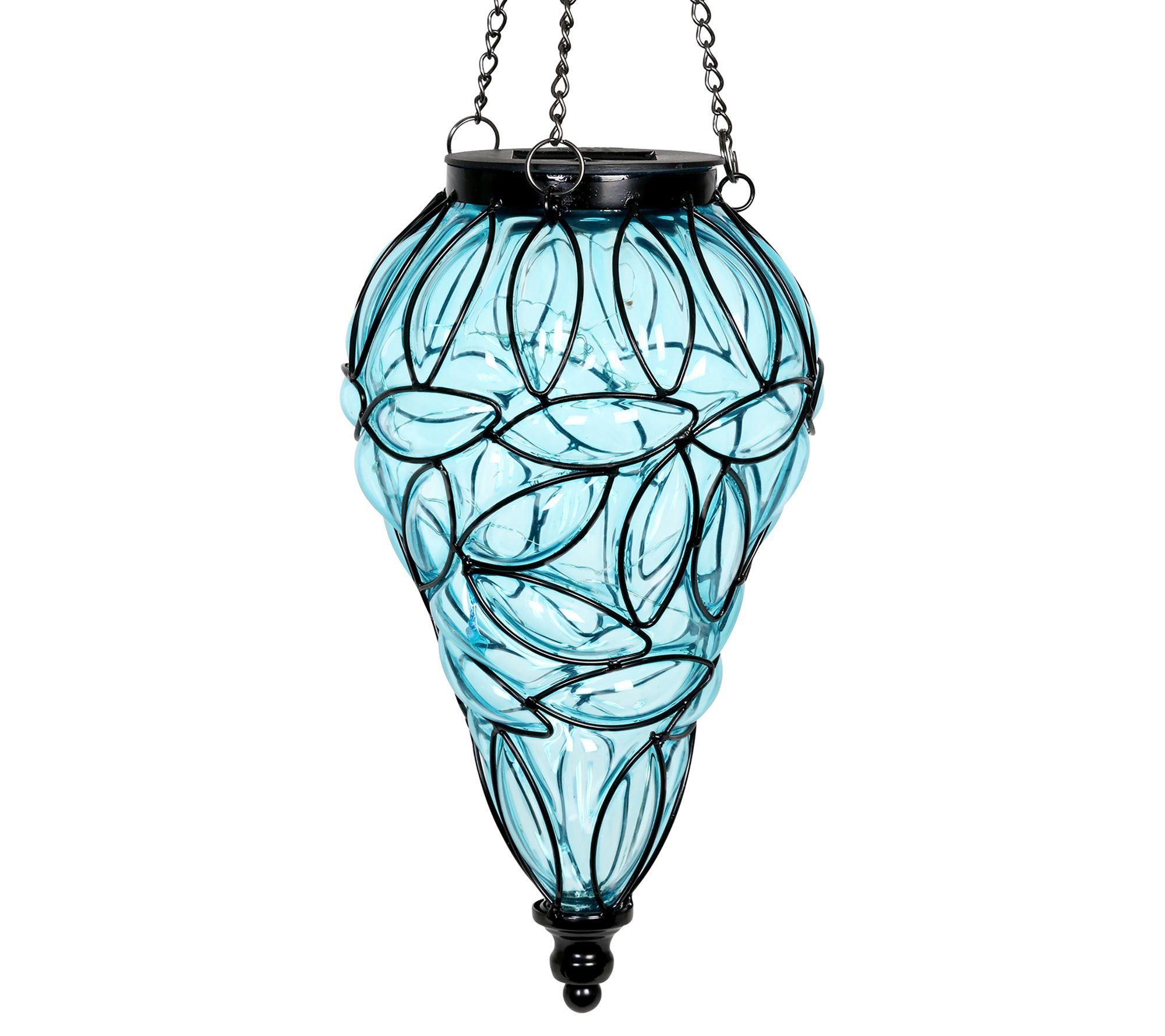 Tear-Shaped Solar Glass Hanging Lantern by Exhart - QVC.com