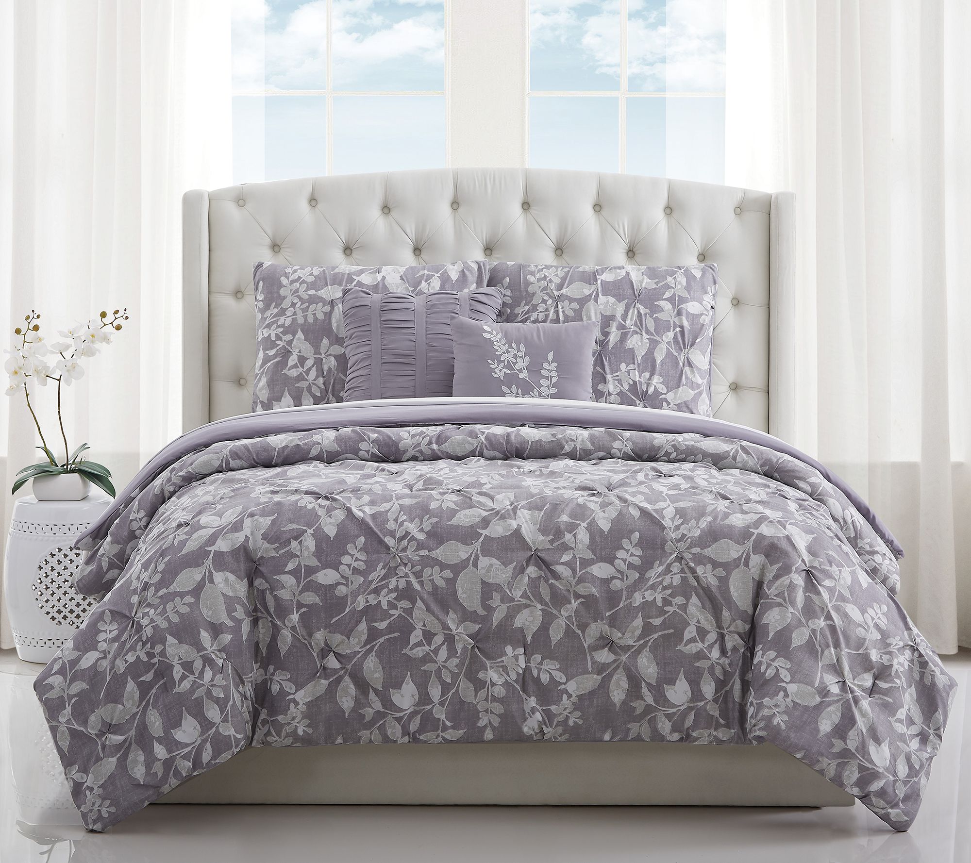 Style 212 Alexa Floral Pleated 5 Piece King Comforter Set Qvc