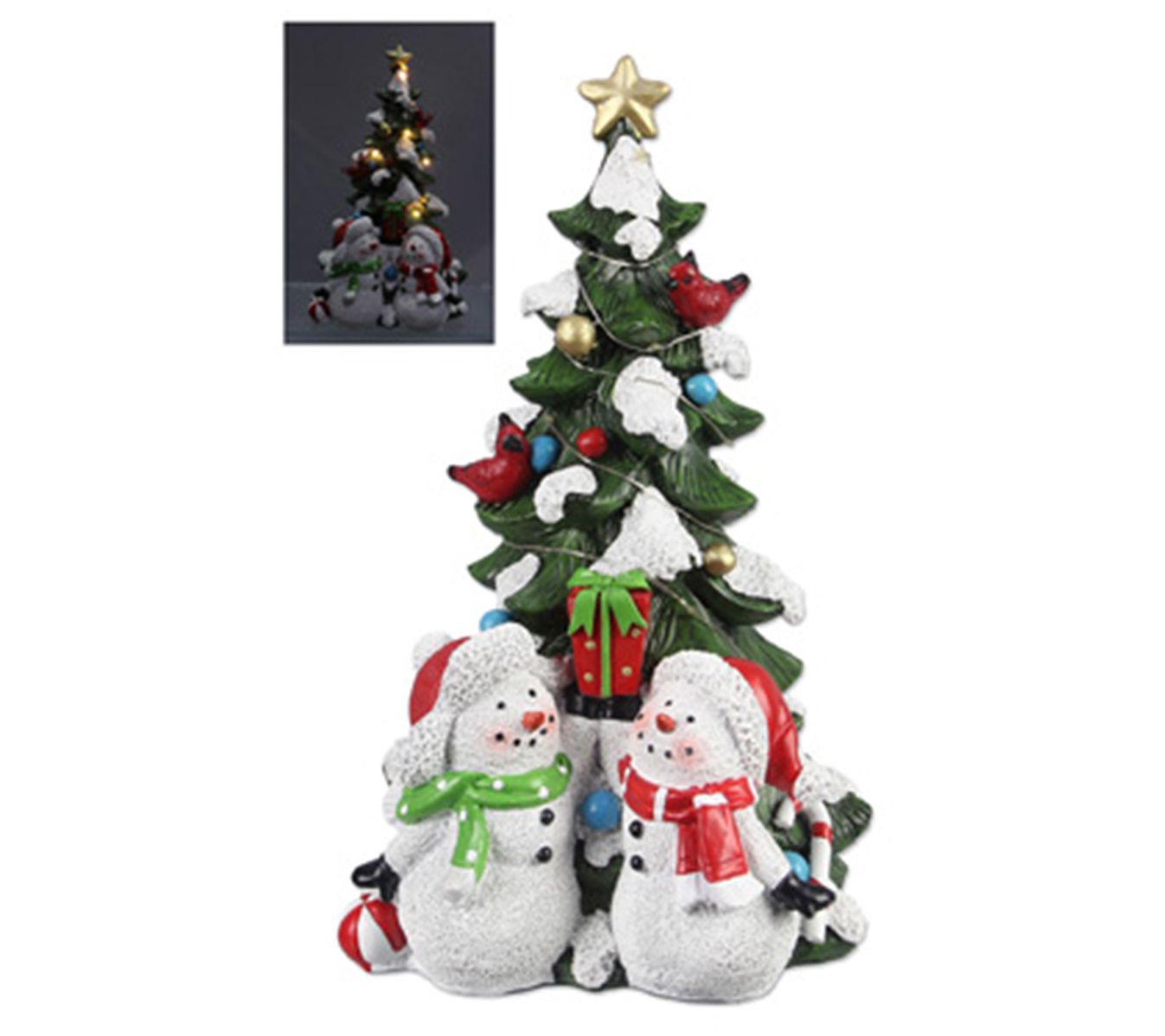 UPC 096587909720 product image for Youngs LED Lit Tree Figure with 2 Snowmen | upcitemdb.com