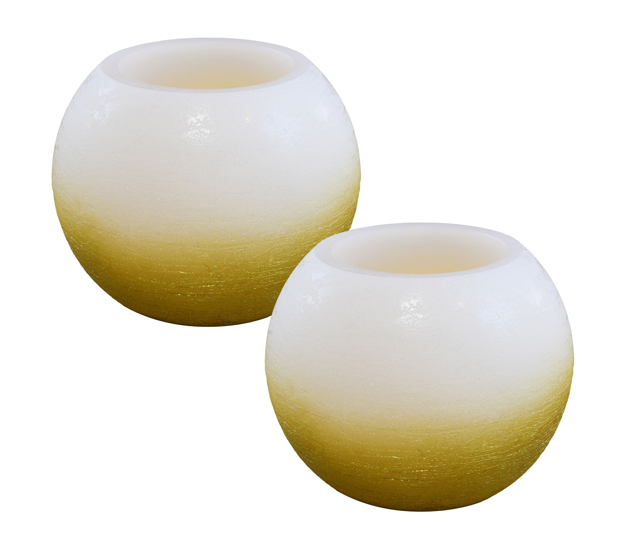 LumaBase BatteryOperated Round Wax LED Candles Set of Two