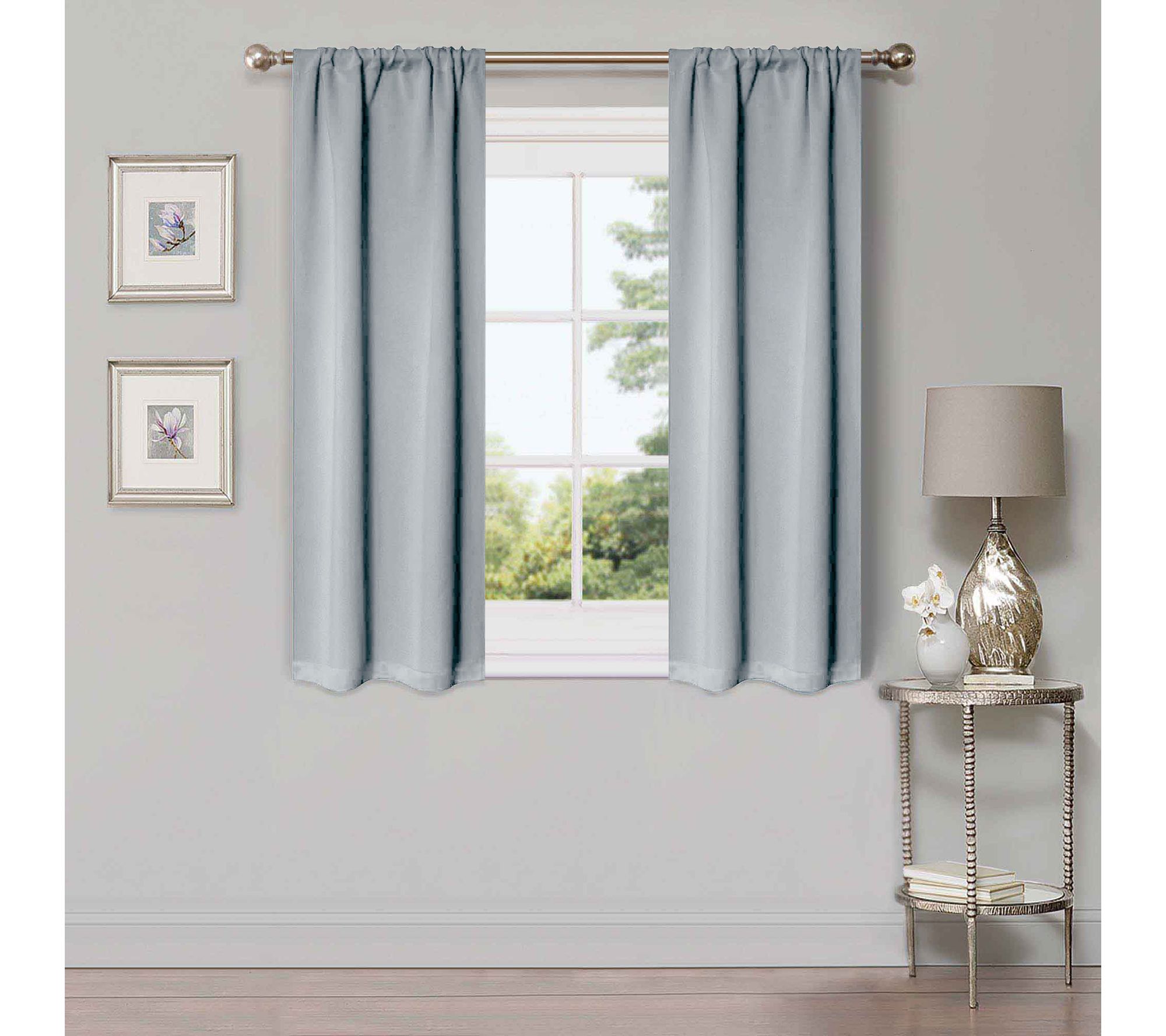 Superior Modern Solid Blackout 2-Piece Curtain Set, 26X63