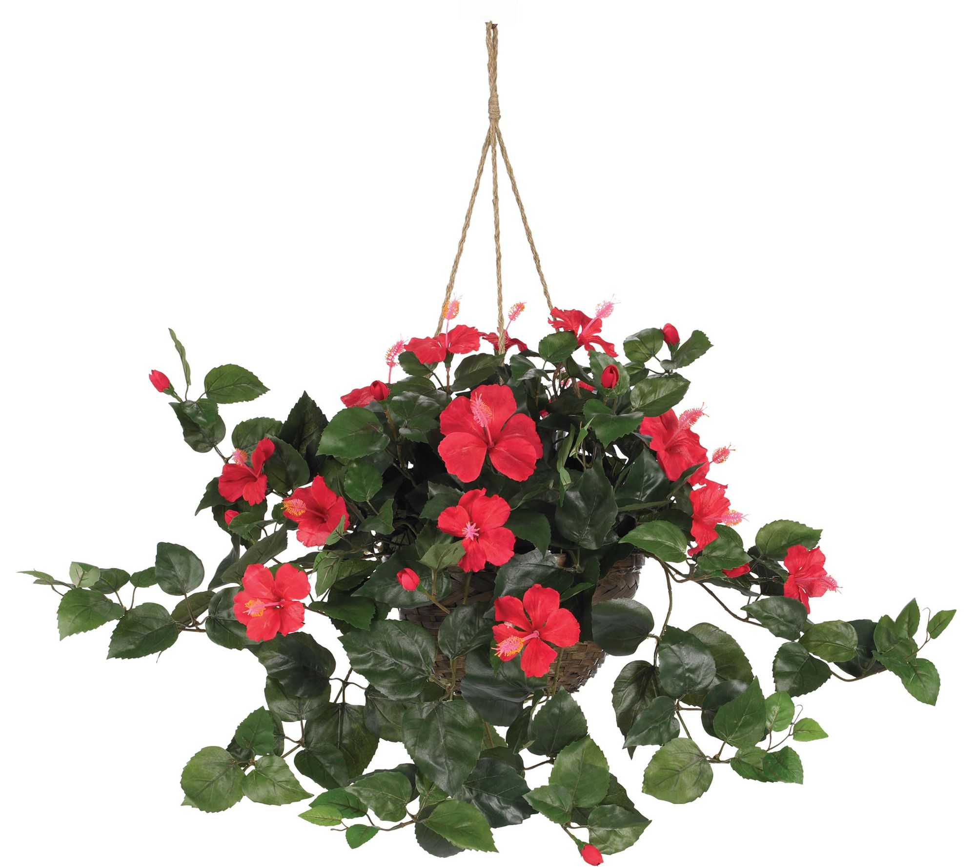 Hibiscus Hanging Basket by Nearly Natural