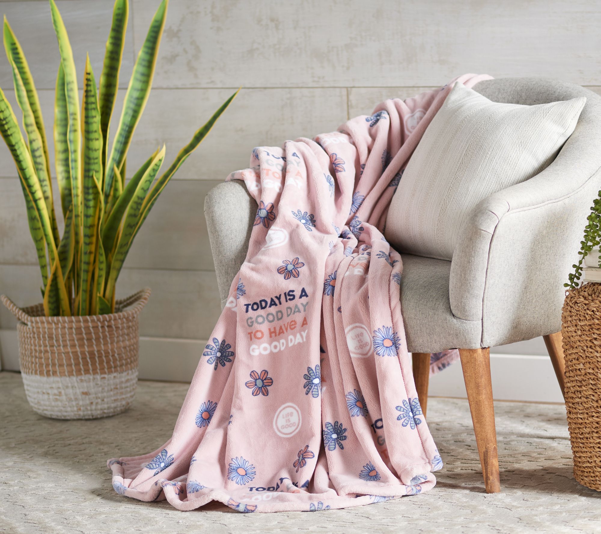 Life Is Good 60" x 70" Plush Printed Novelty Throw by Berkshire