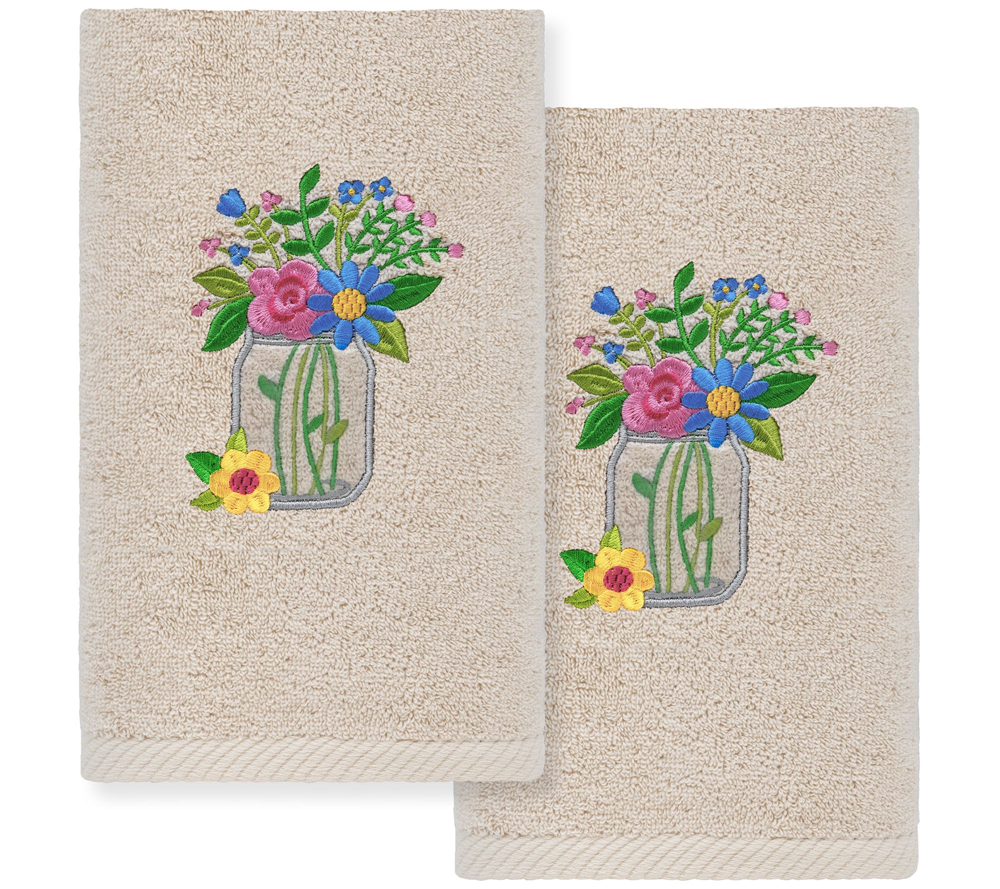 Linum Home Textiles Country Bouquet Embroidered Hand Towels
