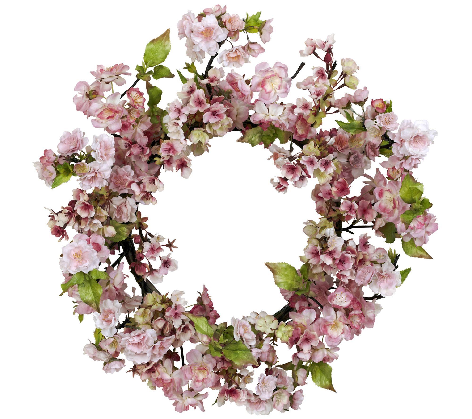24" Cherry Blossom Wreath by Nearly Natural