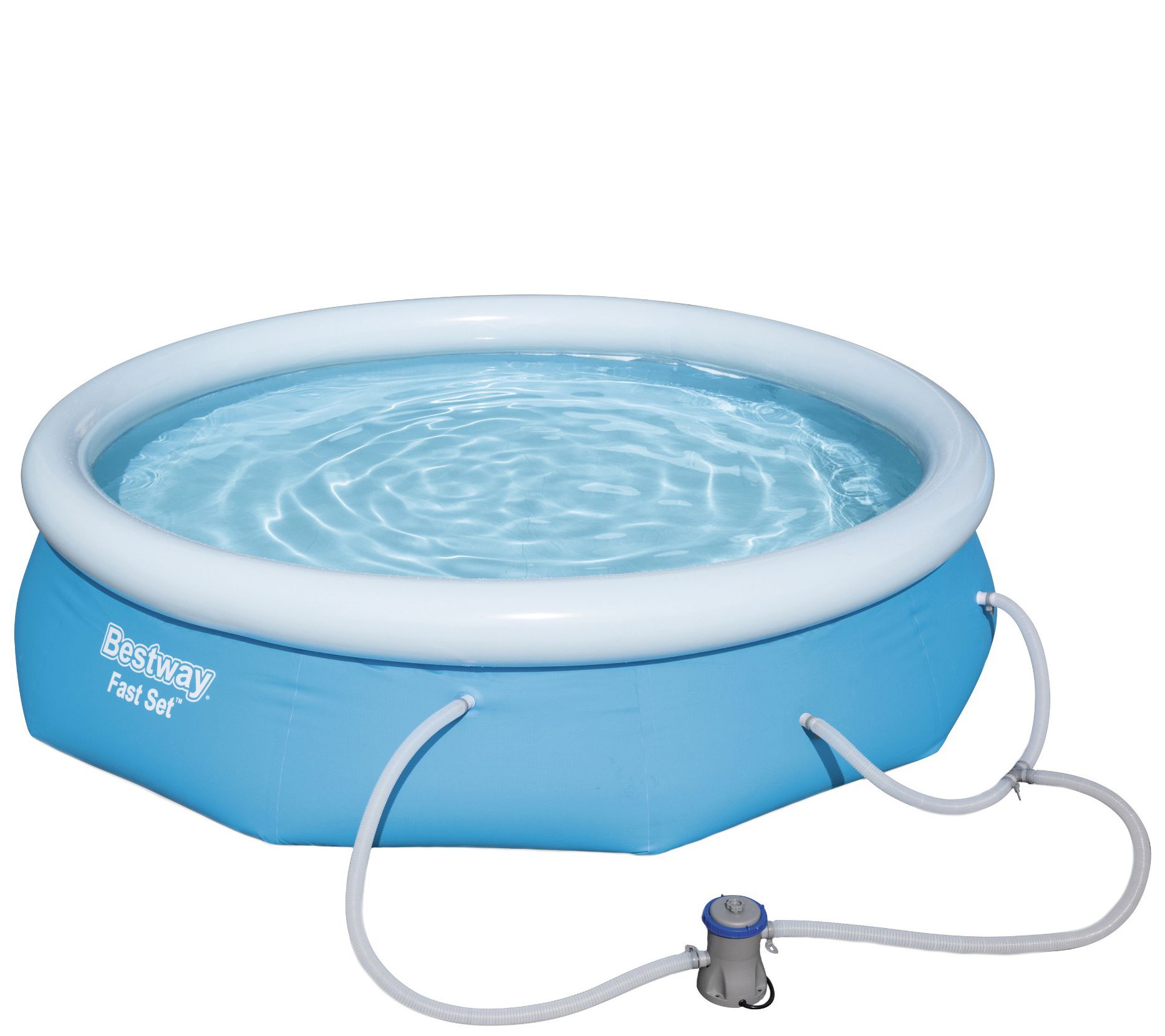 Bestway - 10' x 30" Fast Set Inflatable Above Ground Swimming Pool w/ Filter Pump - Blue