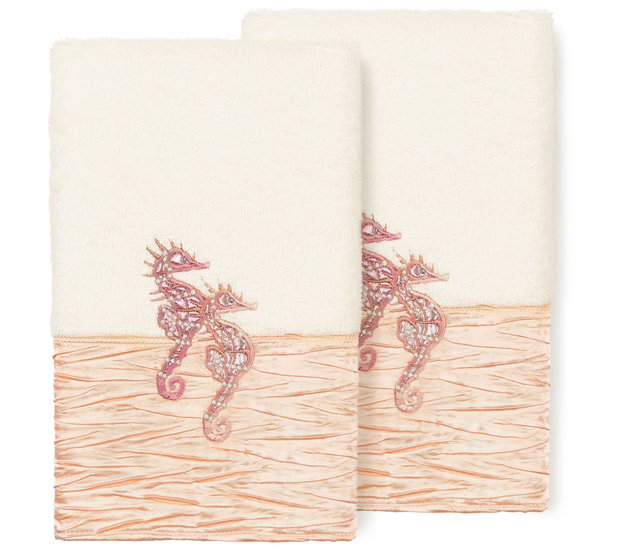 Linum Home Textiles Sofia 2PC Embellished Hand Towel Set