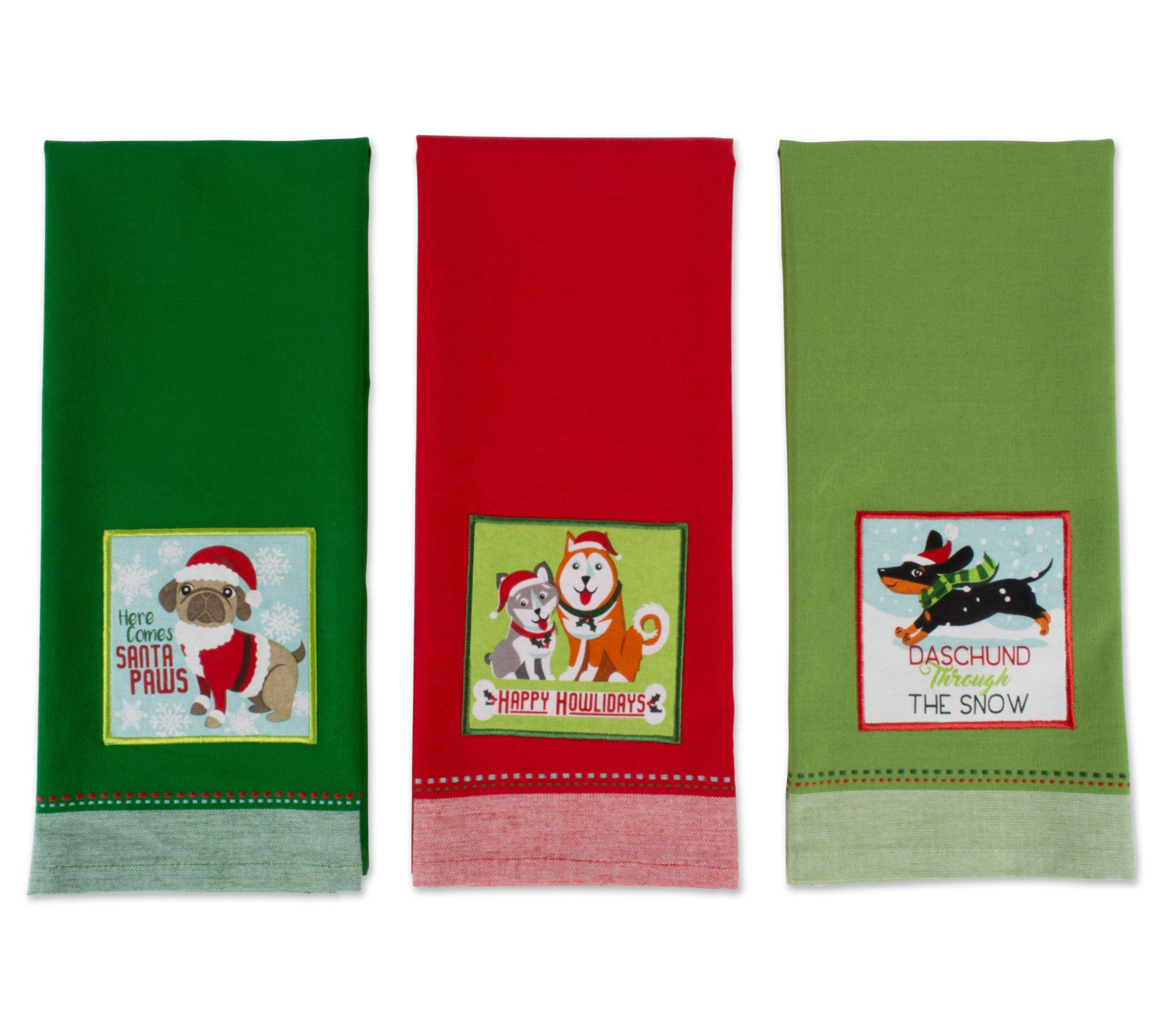 Design Imports Holiday Pup Kitchen Towel Set Of3 Qvccom