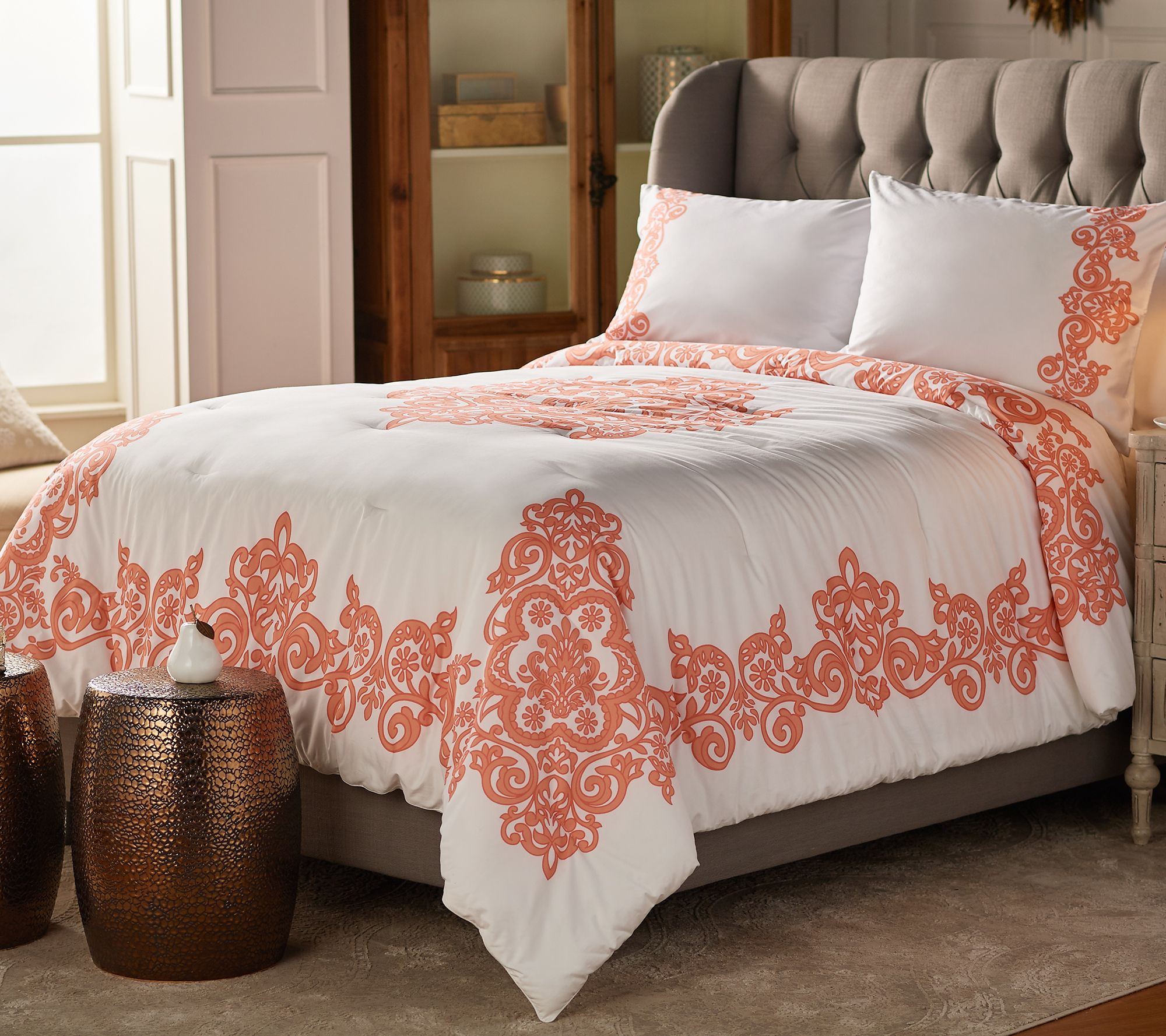 Casa ZetaJones Vintage Lace Printed Cotton King Comforter Set