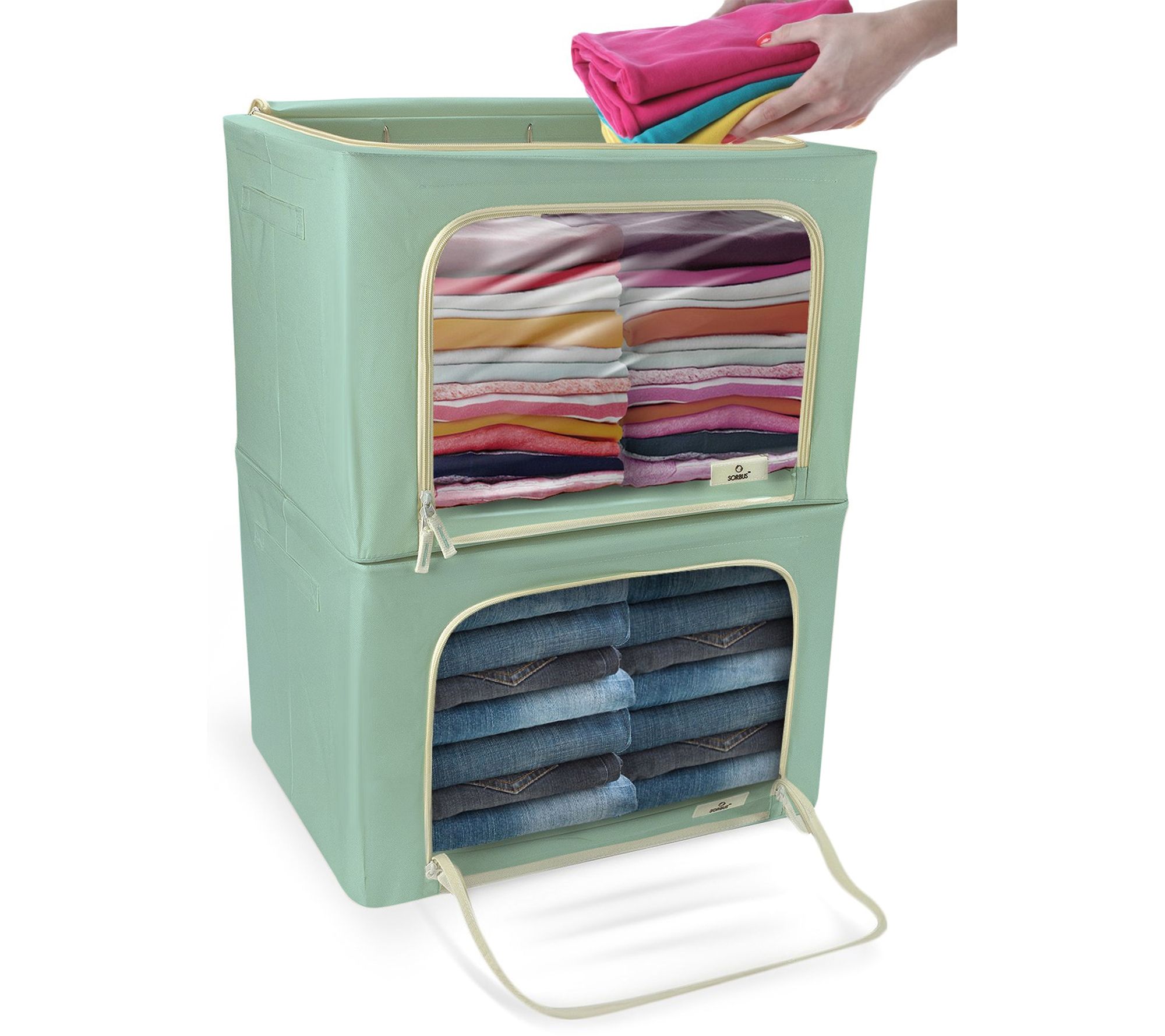 Sorbus Storage Box with Window - Teal - 2 Pack