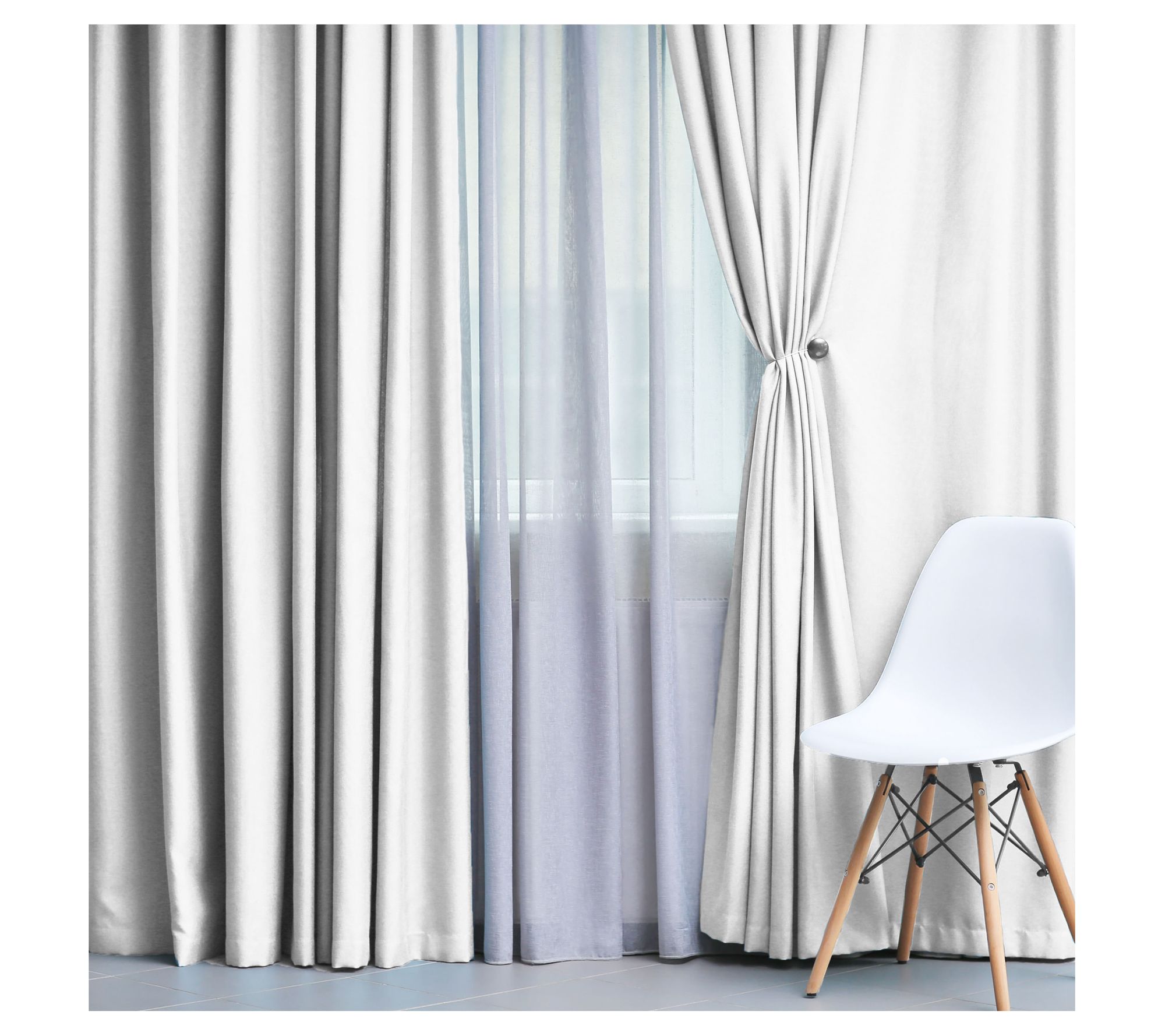 Superior Modern Solid Blackout 2-Piece Curtain Set, 42x84