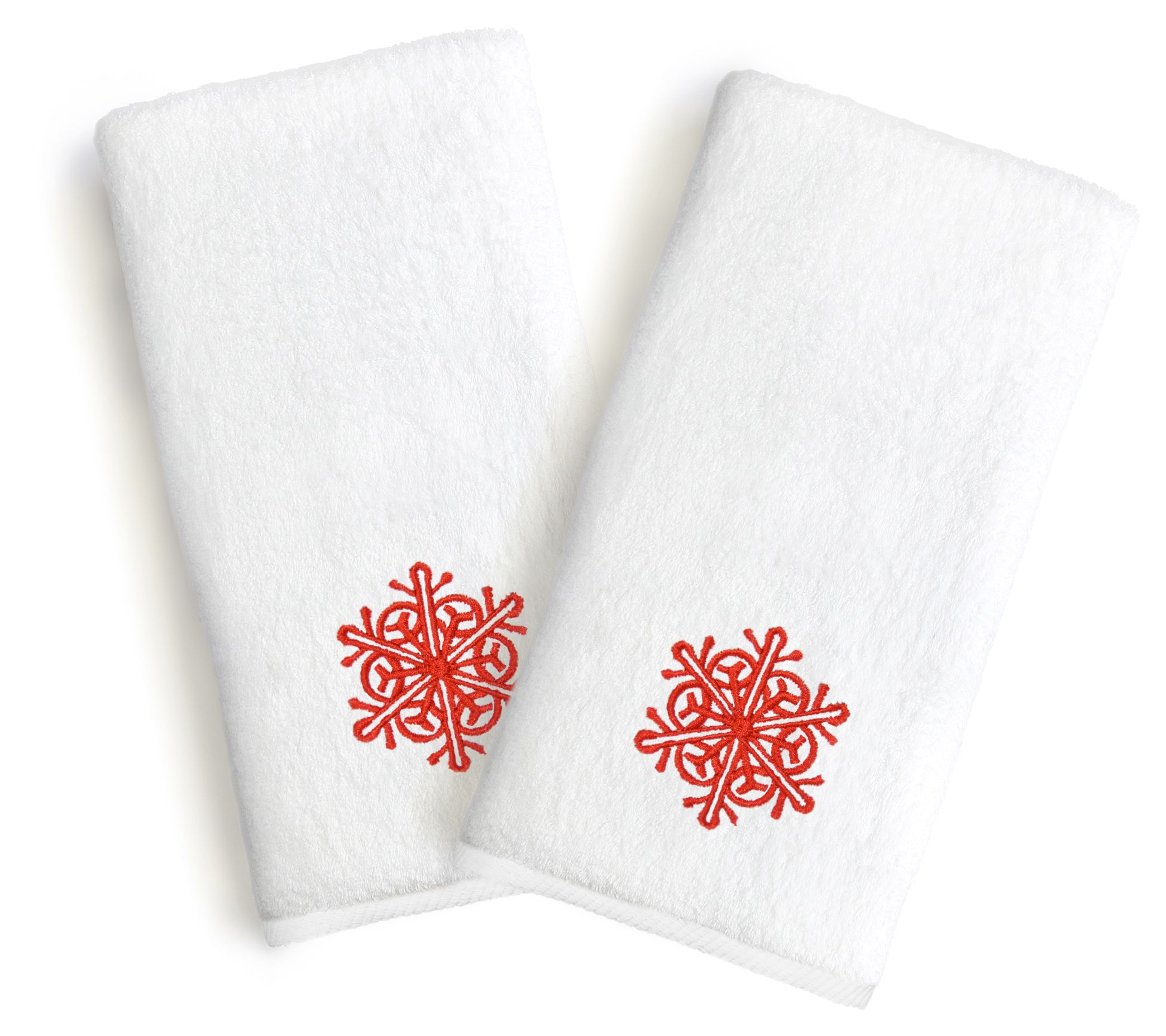 Linum Home Embroidered Luxury Hand Towels - Sno flake S/2