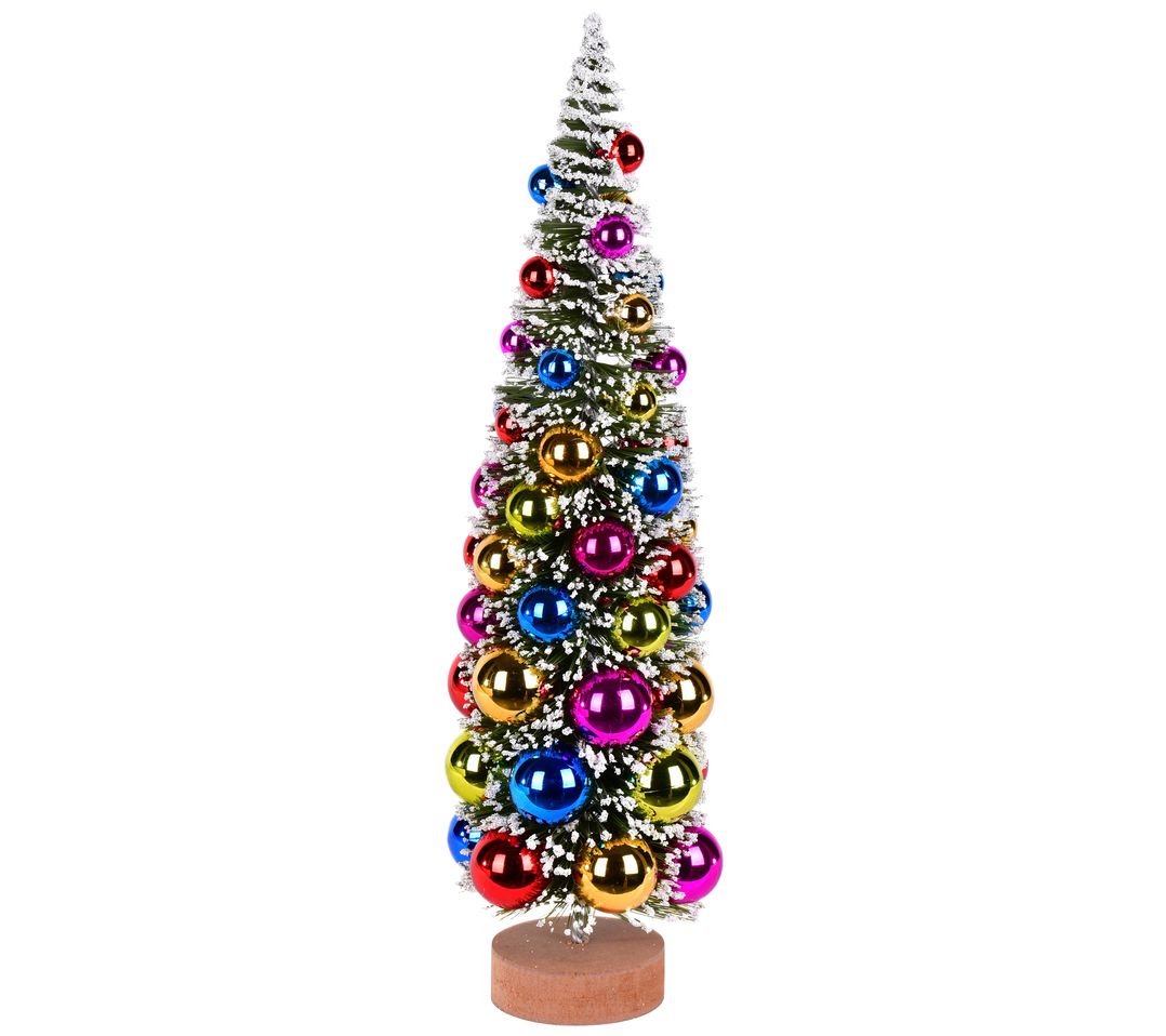 Vickerman 18" Frosted Green Tree with Colorful naments
