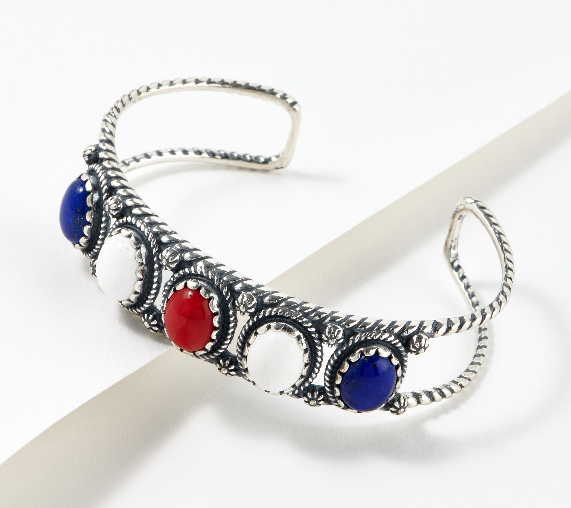 American West Sterling Silver Patriotic Gemstone Cuff
