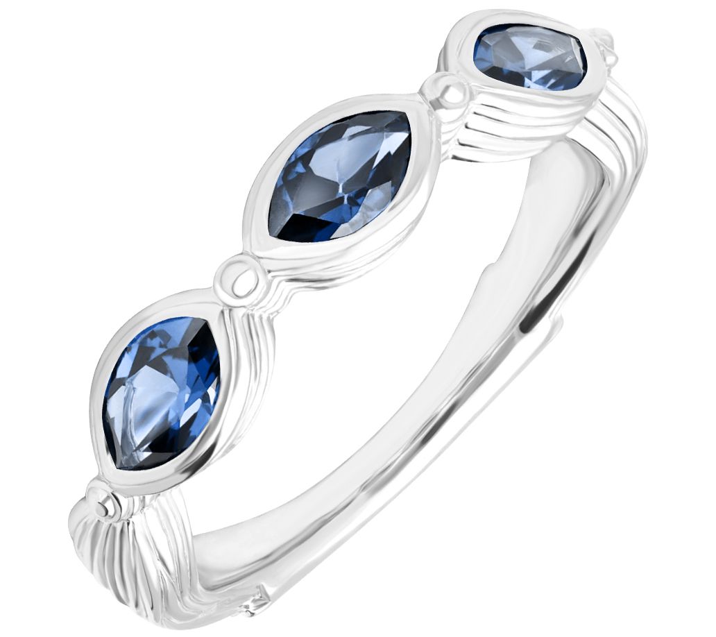 Ariva Sterling Silver Three-Stone Blue Topaz Ri g