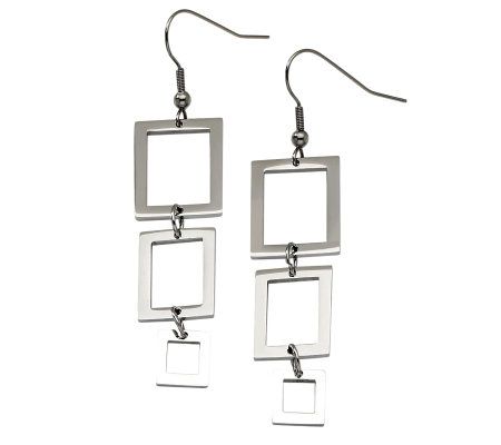 Steel by Design Rectangle Dangle Earrings