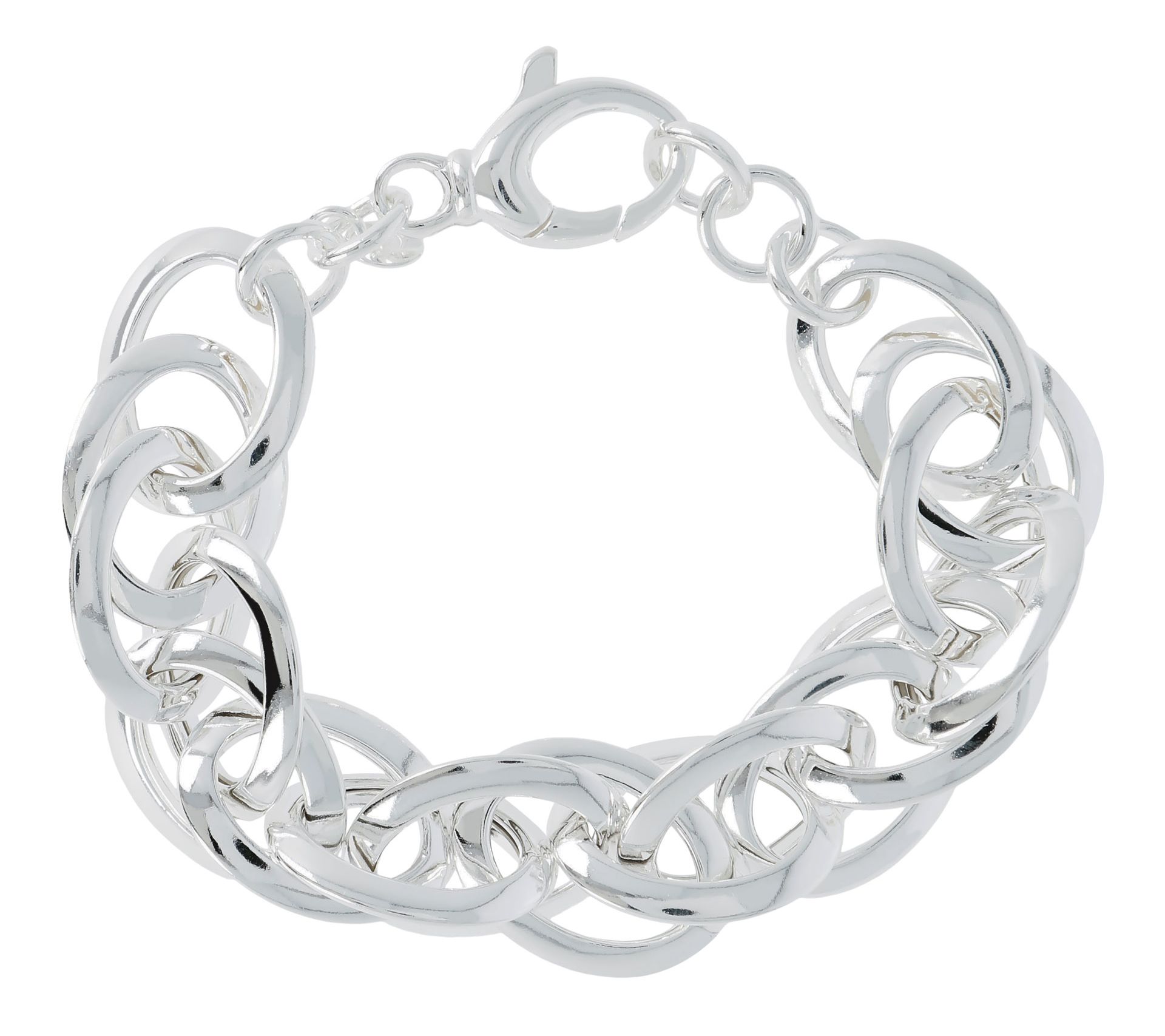 UltraFine Silver Polished Oval Link Bracelet, 30.0g