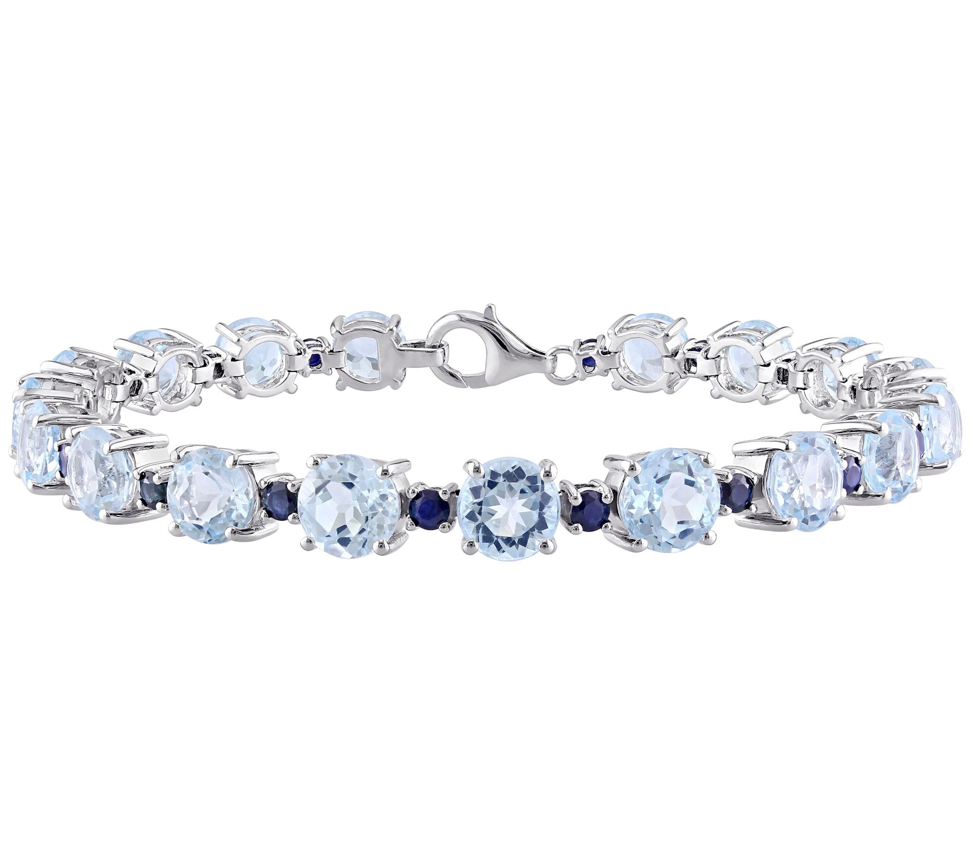 Sterling Silver 29.45 cttw Blue Topaz & Sapphire Bracelet