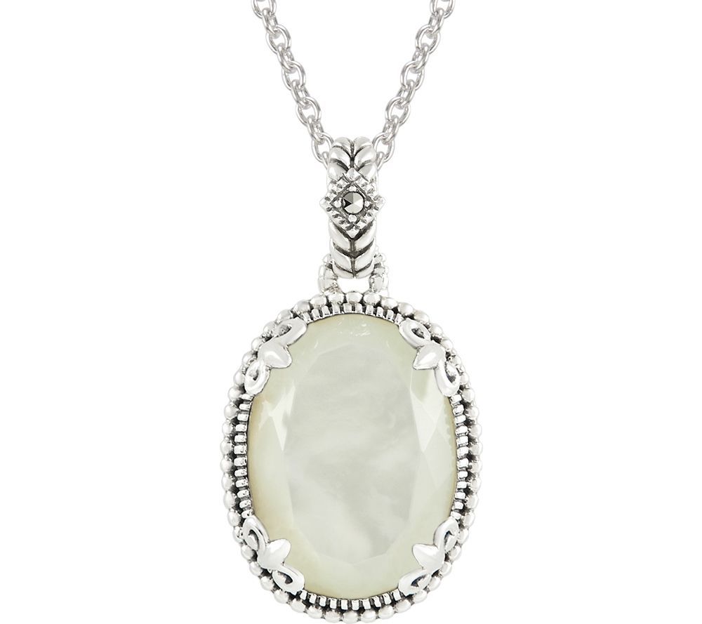 Suspicion Sterling Gemstone & Marcasite Pendantw/ Chain