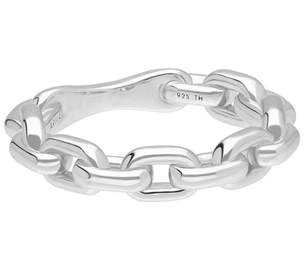Ariva Sterling Silver Polished Oval Link Band Ring