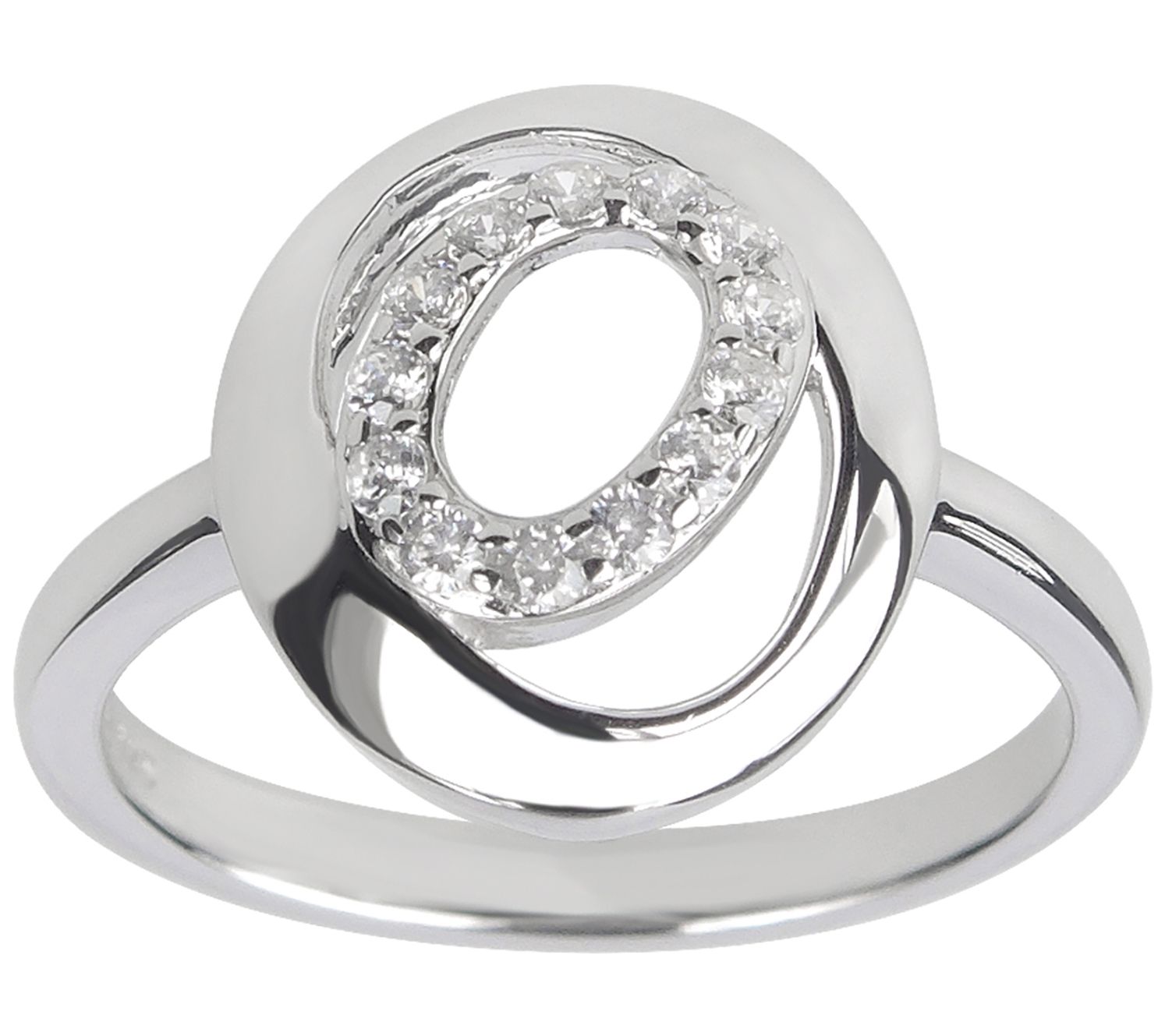 Diamonique Openwork Oval Ring, Sterling Silver
