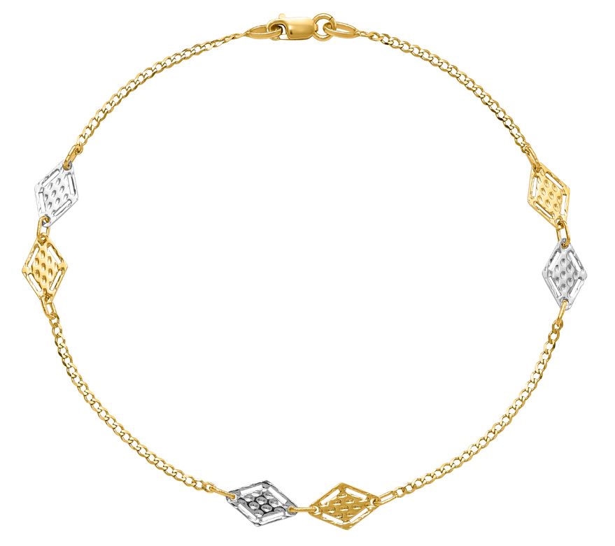 Italian Gold Station Ankle Bracelet, 14K 2.6g