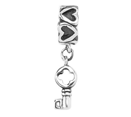 Prerogatives Sterling Key Dangle with Hearts Be ad