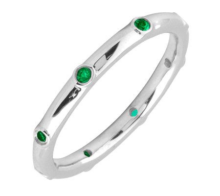 Simply Stacks Sterling Emerald Multi-stone Stac kable Ring