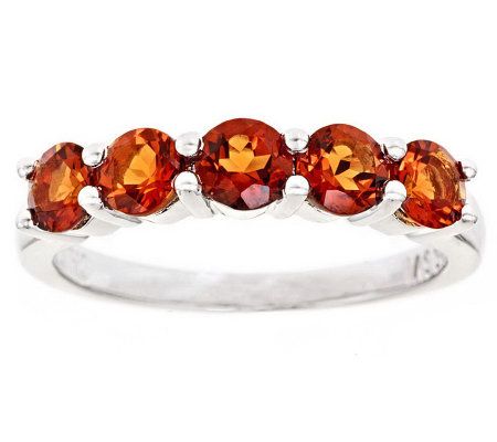 Sterling 5-Stone Round Gemstone Band Ring