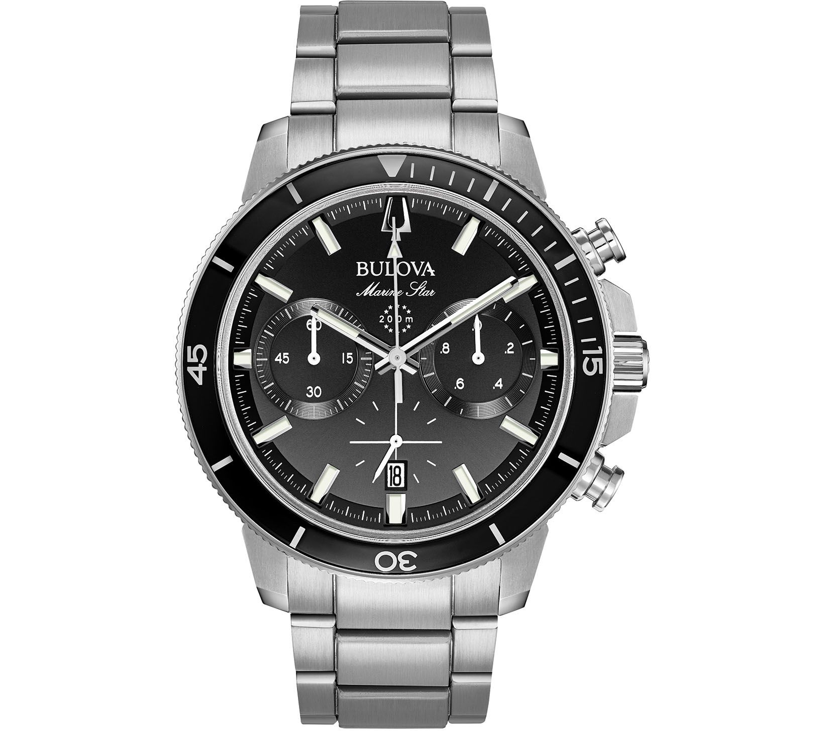 Bulova Mens Marine Star Black Dial Chronograph Watch