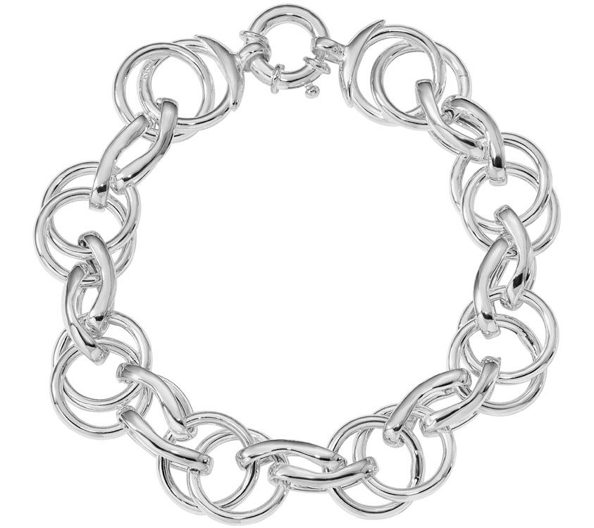 Italian Silver Interlocking Circles Bracelet, S terling, 23.3g
