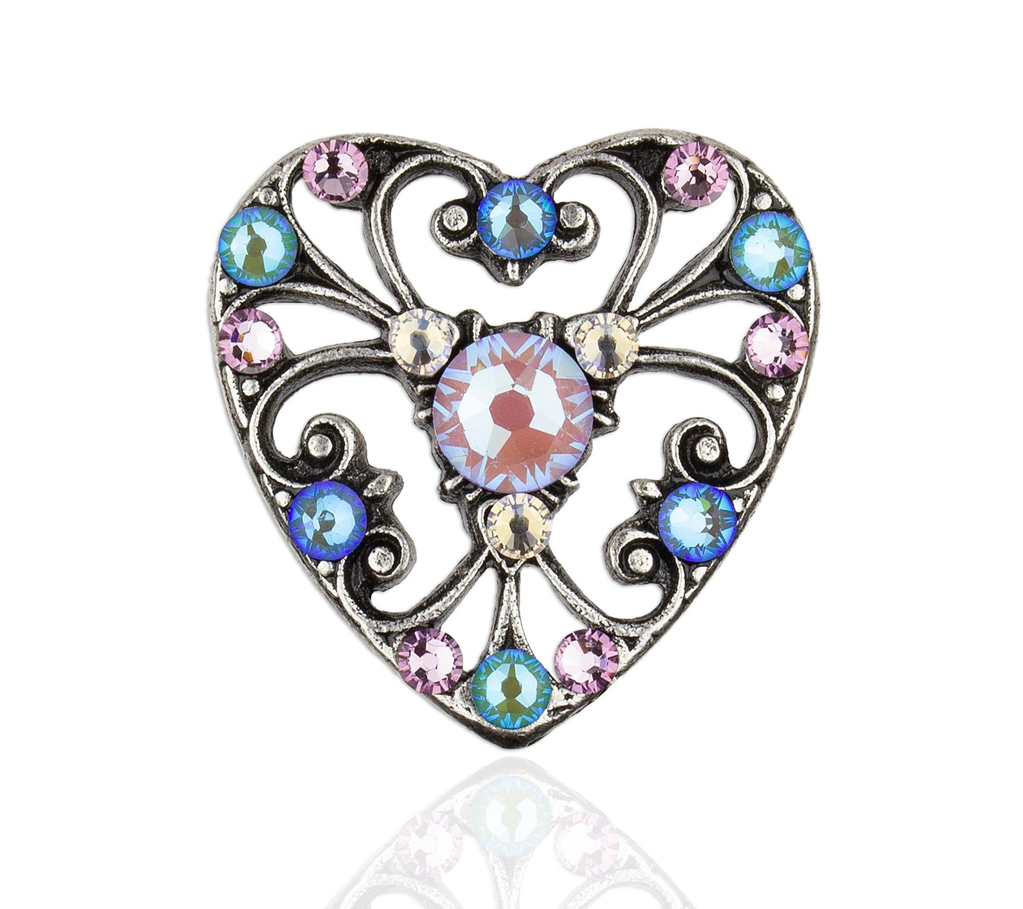 Anne Koplik Multi-Pastel Lace Heart Crystal Pin