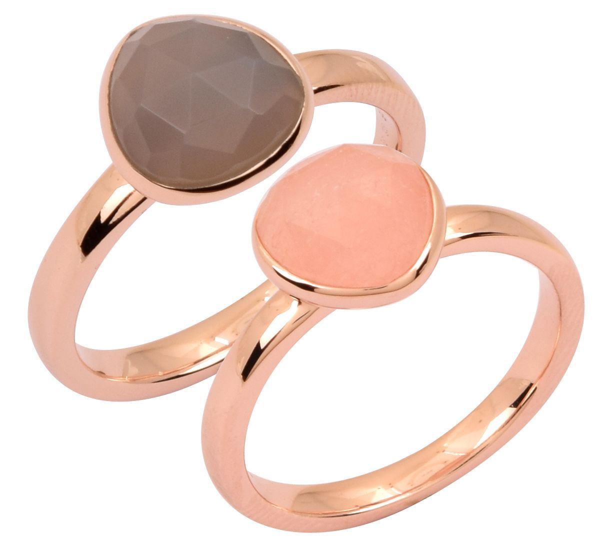 14k Rose Gold Plated Sterling Grey Chalcedony Quartz Ring