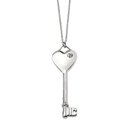 Steel by Design Heart Key Pendant w/ 20 Chain