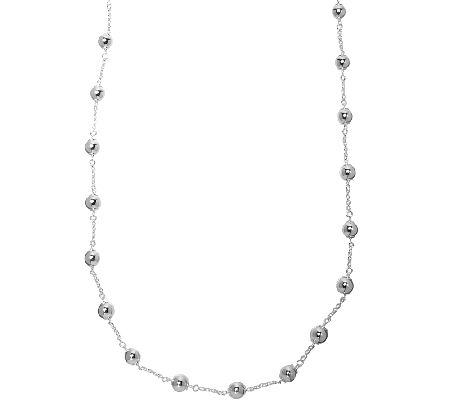 UltraFine Silver 36 Polished Bead Station Neck lace