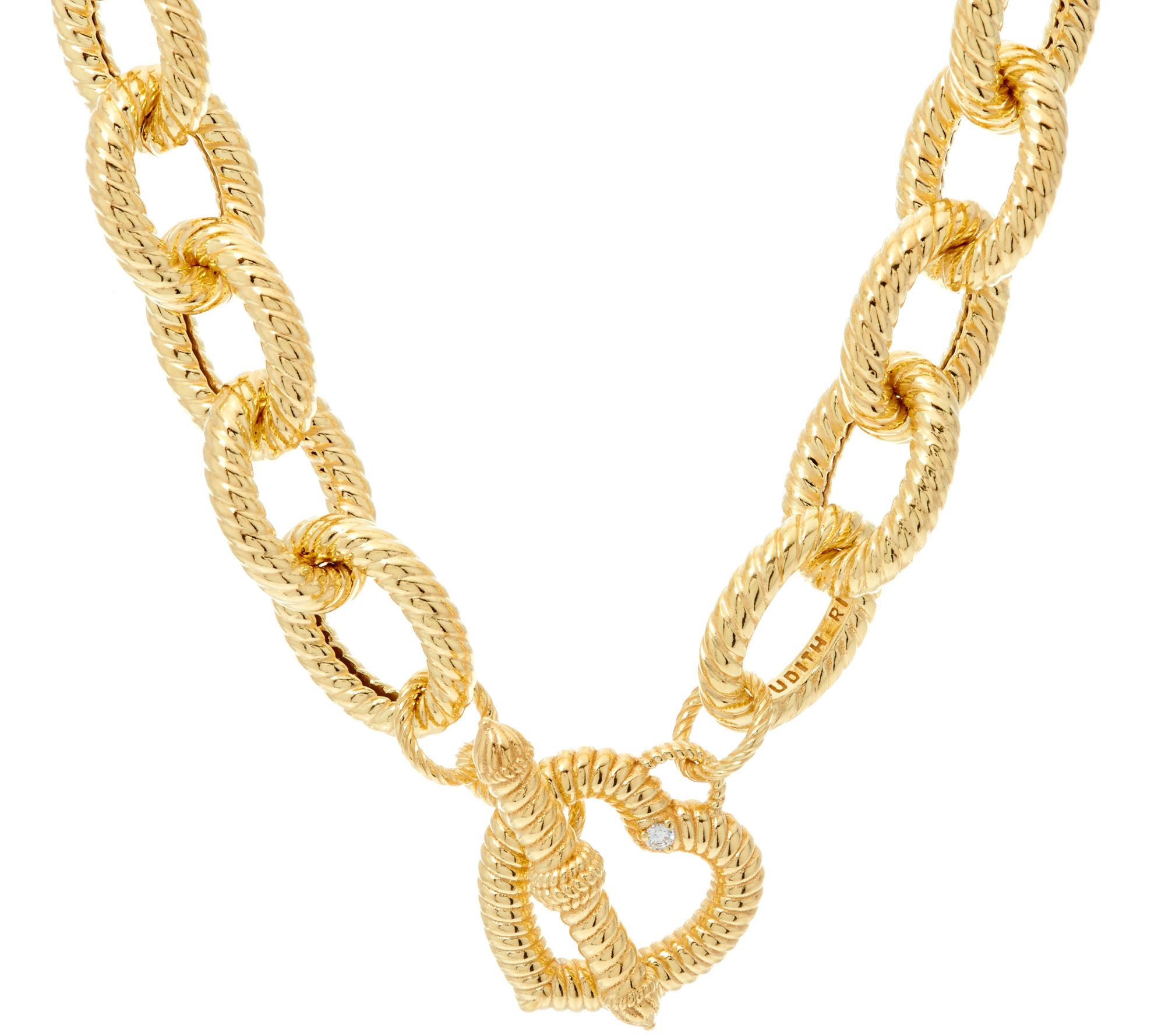 Judith Ripka 20 14K Clad Verona Heart Clasp N ecklace, 124g