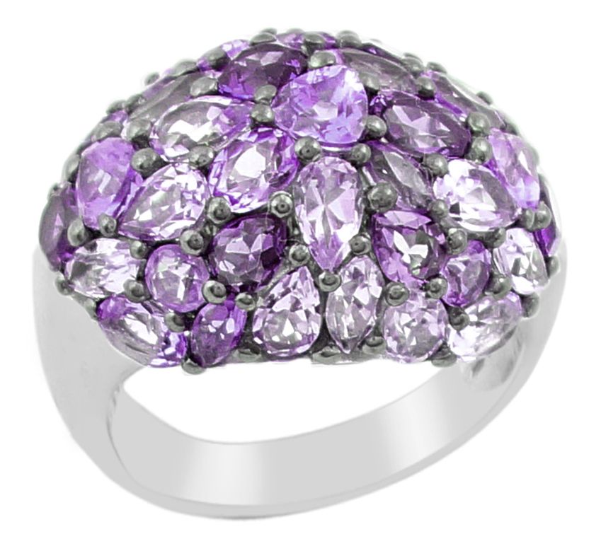 Sterling Amethyst Pave Domed Ring