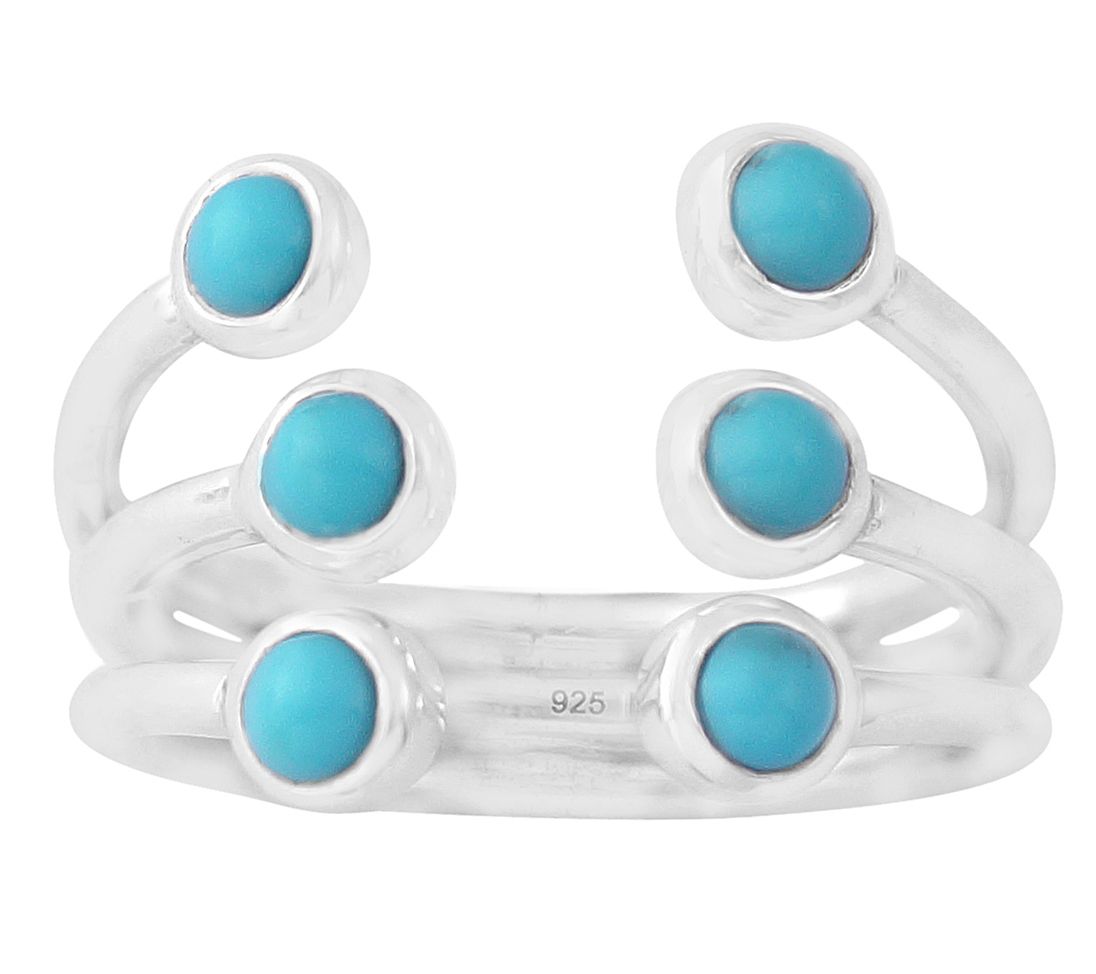 Sterling Turquoise Triple Row Cuff Ring