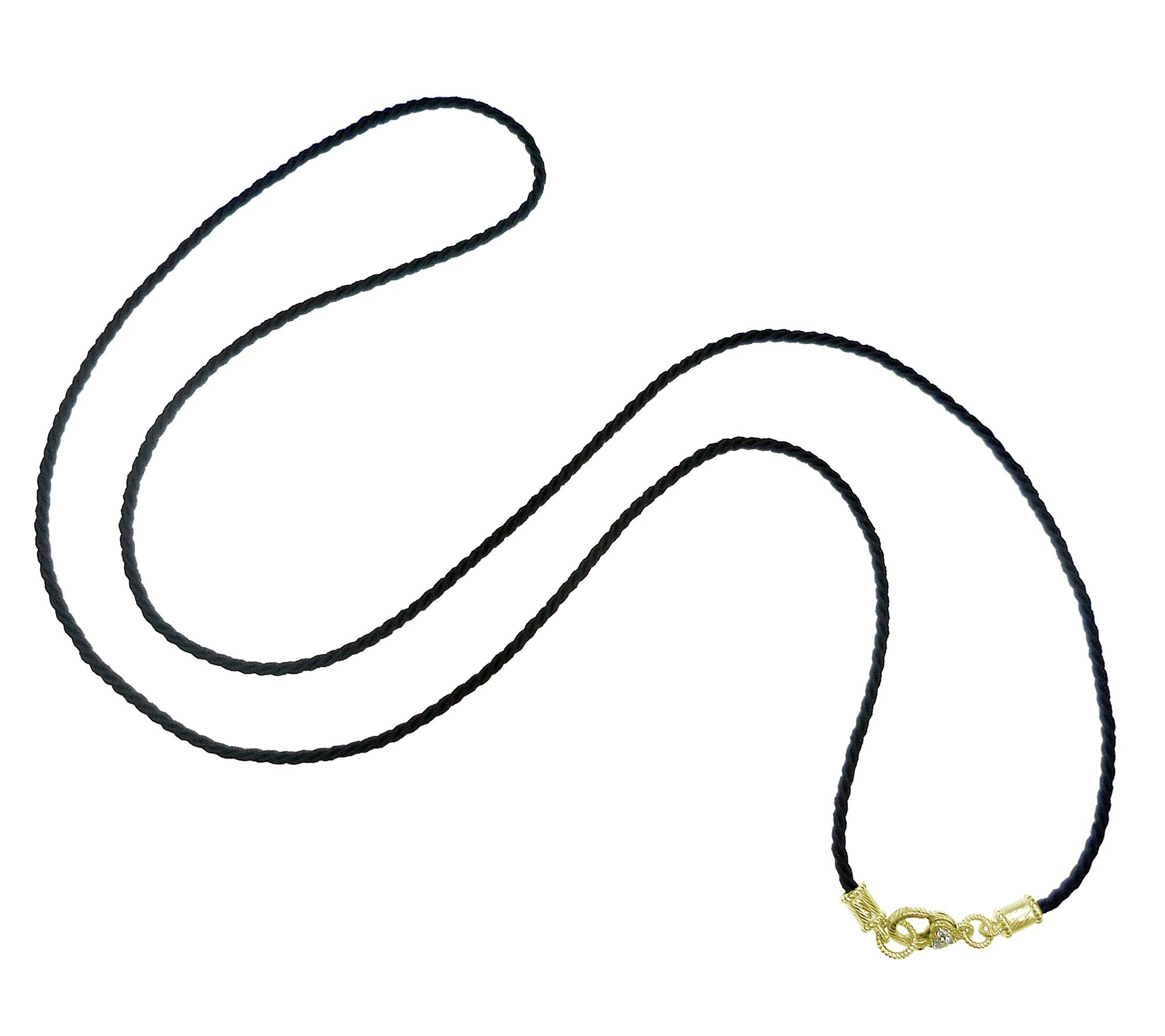 Judith Ripka Sterling & 14K Clad 36 Black Cord Necklace
