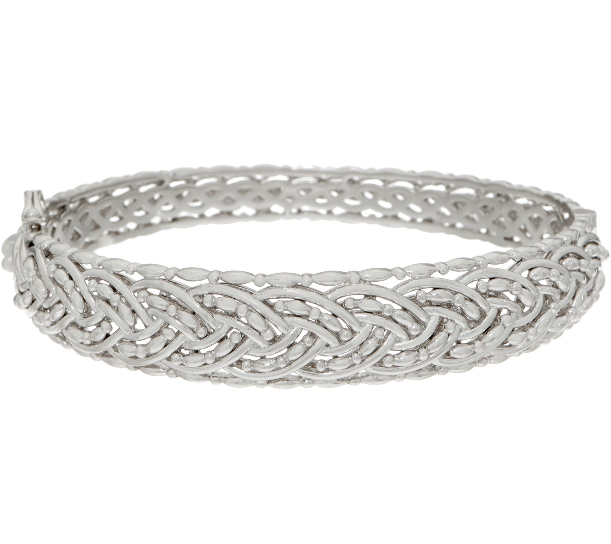 As Is Sterling Silver Braided Hinged Bangle by Silver Style