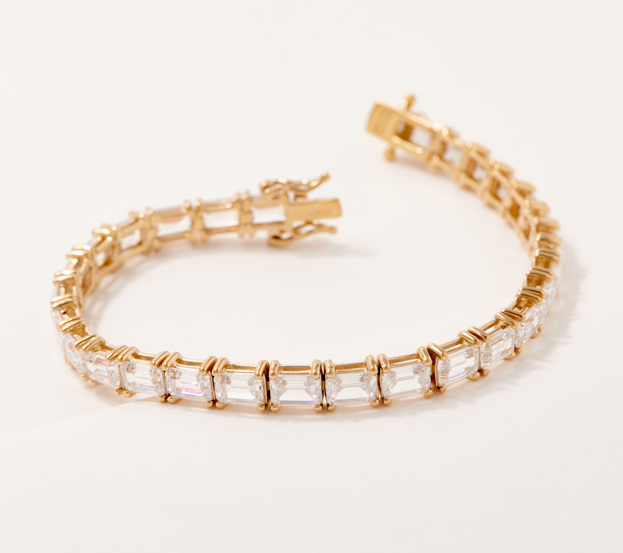 Diamonique Emerald Cut Tennis Bracelet, Sterling Silver