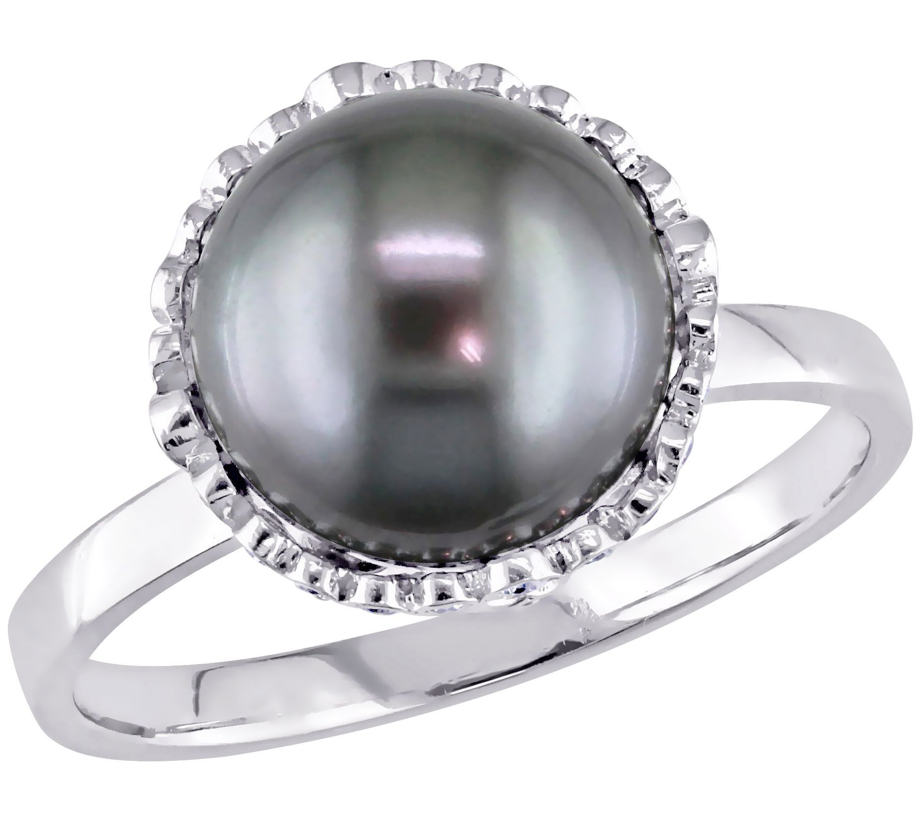 Bellini 14K Tahitian Pearl & 0.20 cttw Diamon d Cocktail Ring