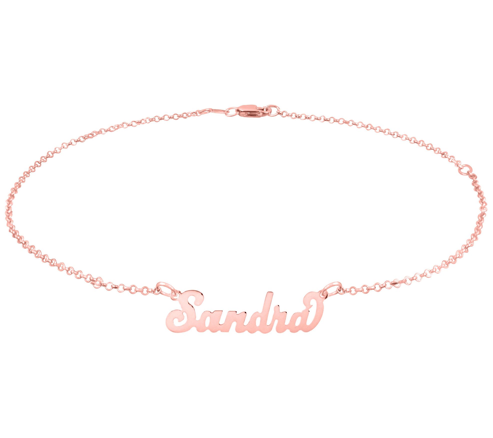 14K Rose Gold Plated Cursive Name Ankle Bracele t