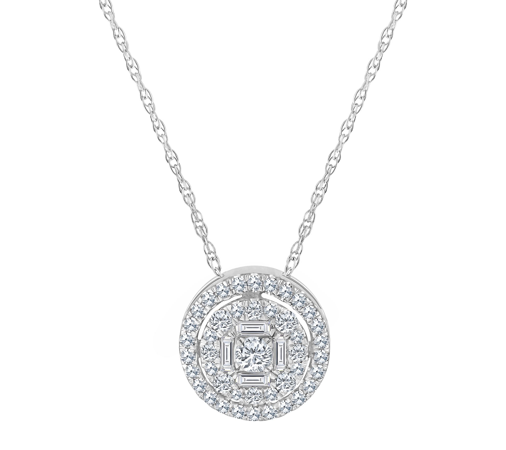 Affinity 0.25 cttw Diamond Round Cluster Pendan t, 14K Gold